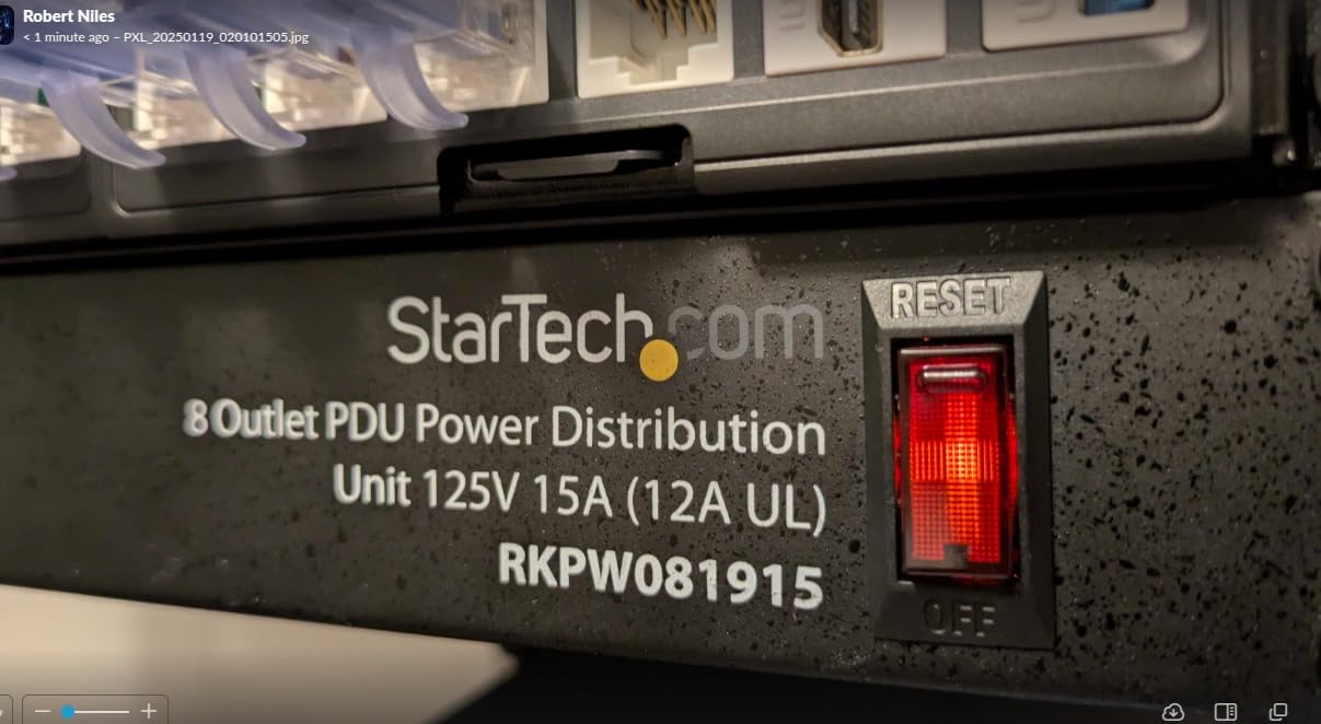 StarTech 8-Outlet 1U PDU, 120V/15A, Surge, 6ft Cord, TAA (RKPW081915) | Power strip for network server racks, Surge protection, Rugged steel chassis, LED ground and surge indicators customer photo 2
