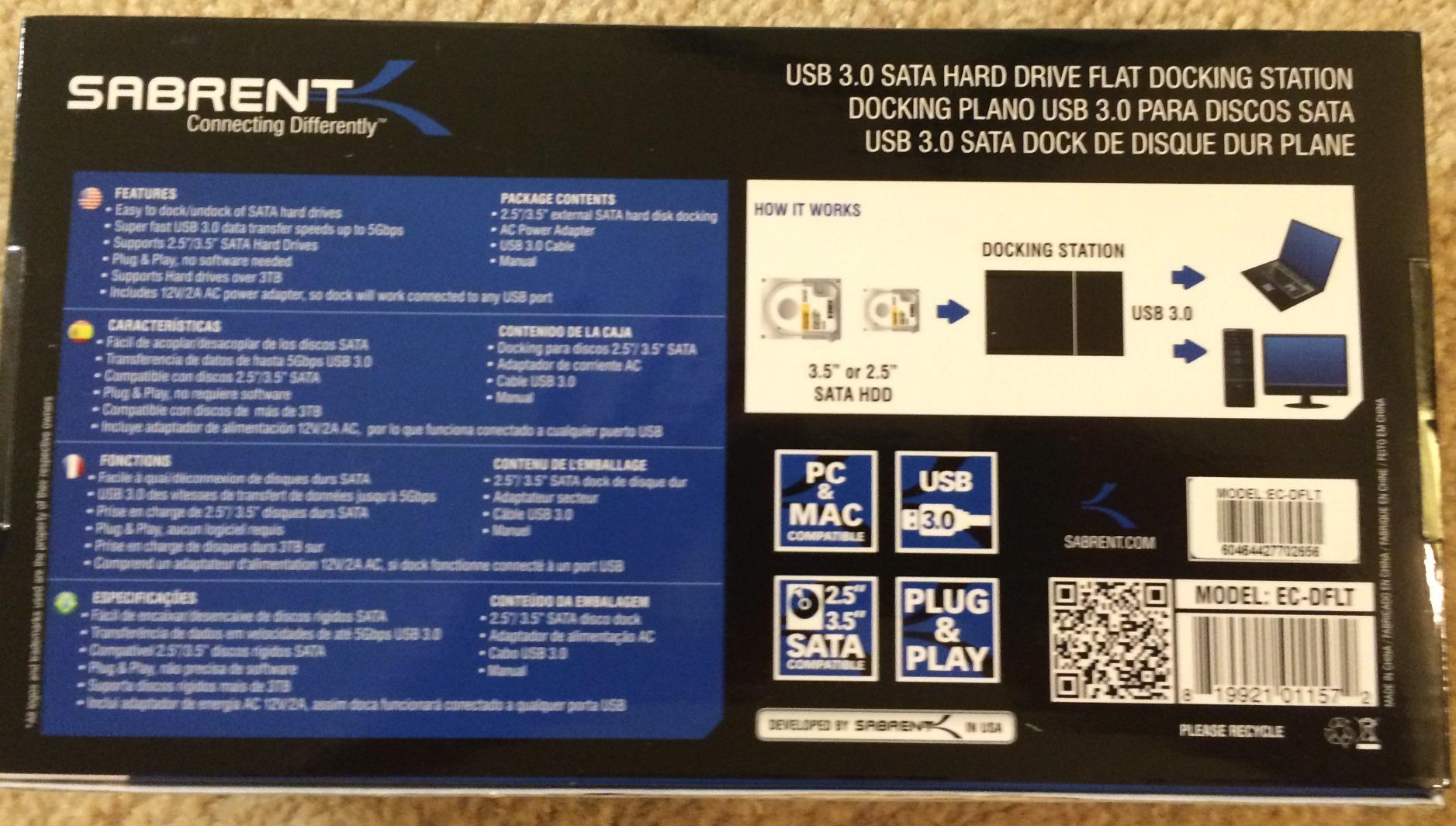 SABRENT USB 3.0 to SATA Hard Drive Docking Station, 2.5/3.5in (EC-DFLT) customer photo 1
