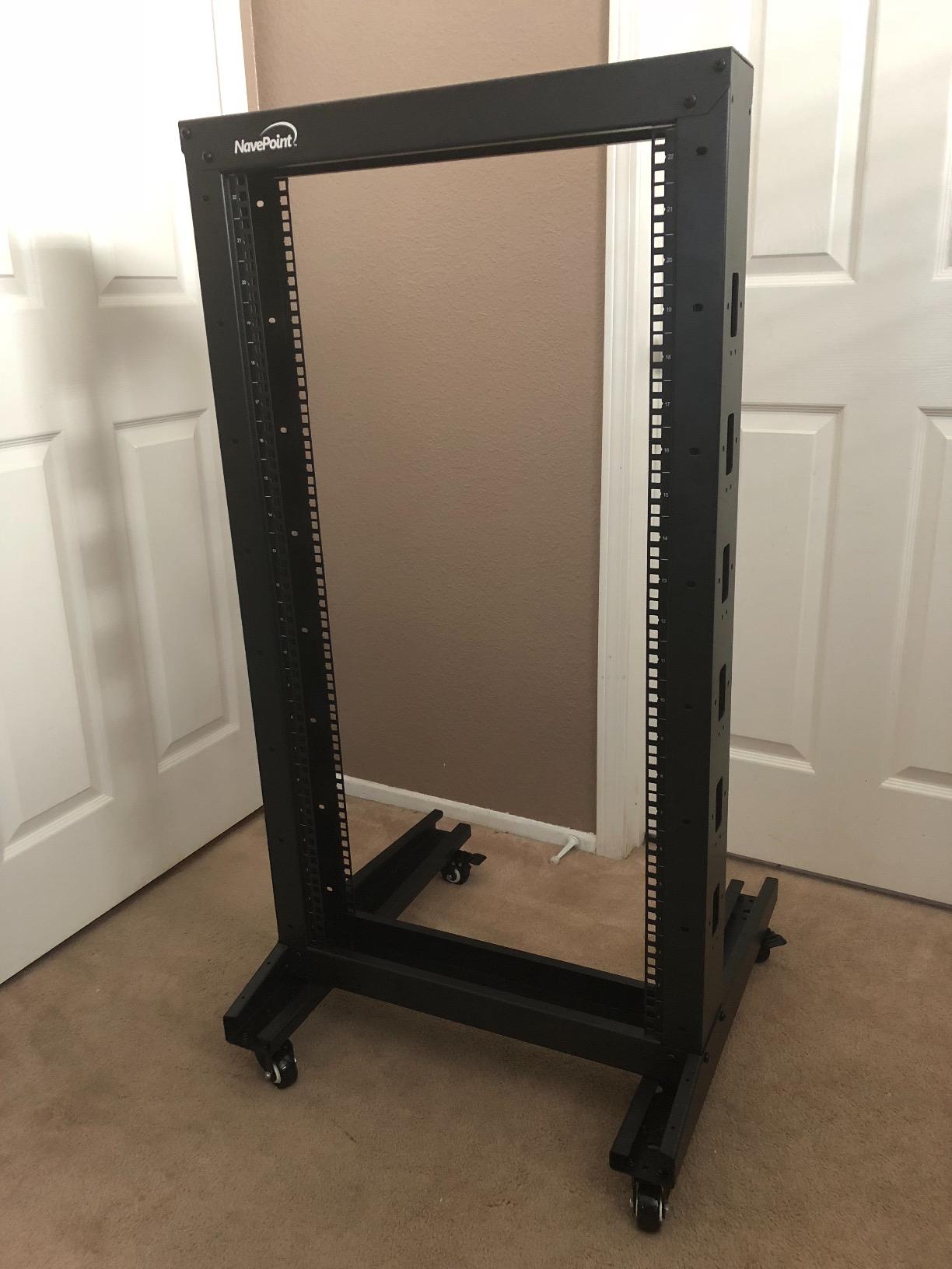NavePoint 42U 2 Post Open Frame Server Rack with Casters for 19 Inch Equipment, Networking, and IT Devices, 2-Post Rack 330lbs Weight Capacity, Black customer photo 1