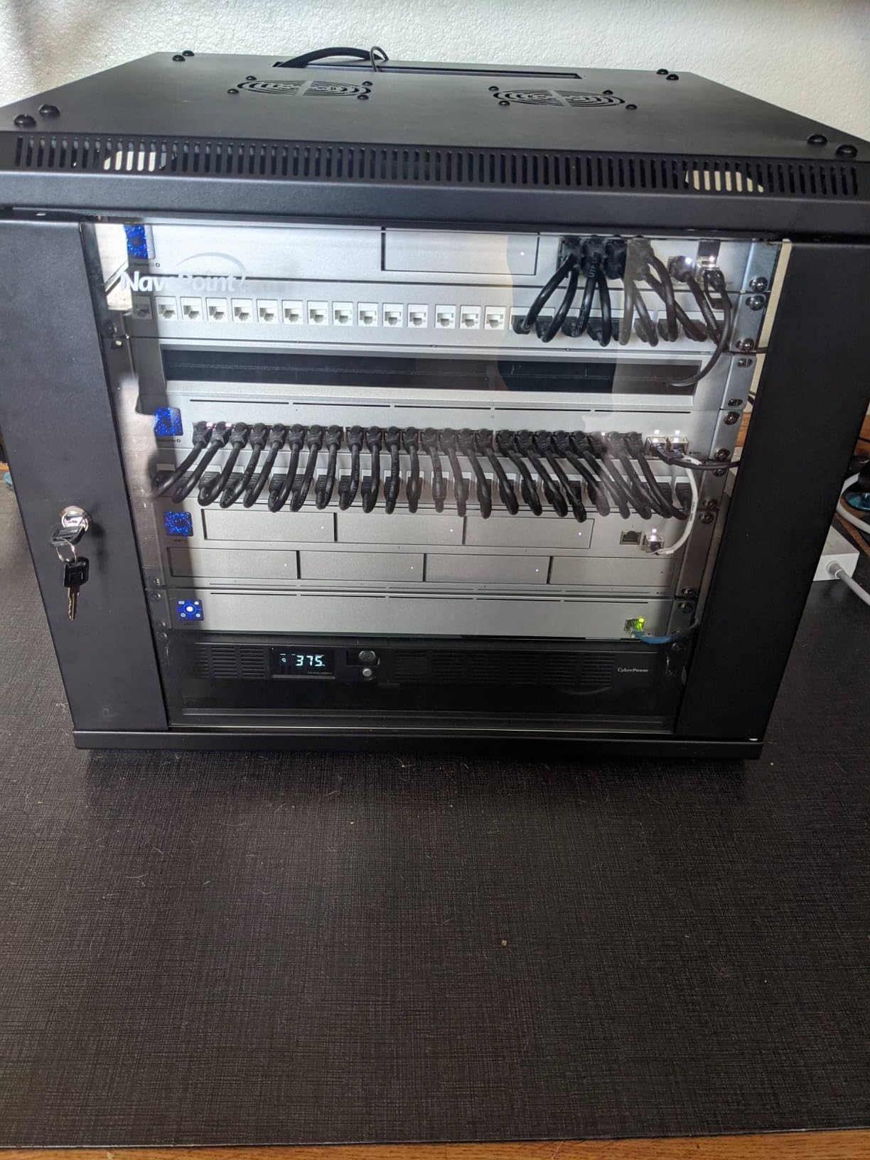 NavePoint 9U Server Cabinet Wall Mount Rack Enclosure Includes 2 Fans, Locking Glass Door, Removable Side Panels - 9U Network Cabinet 17.7