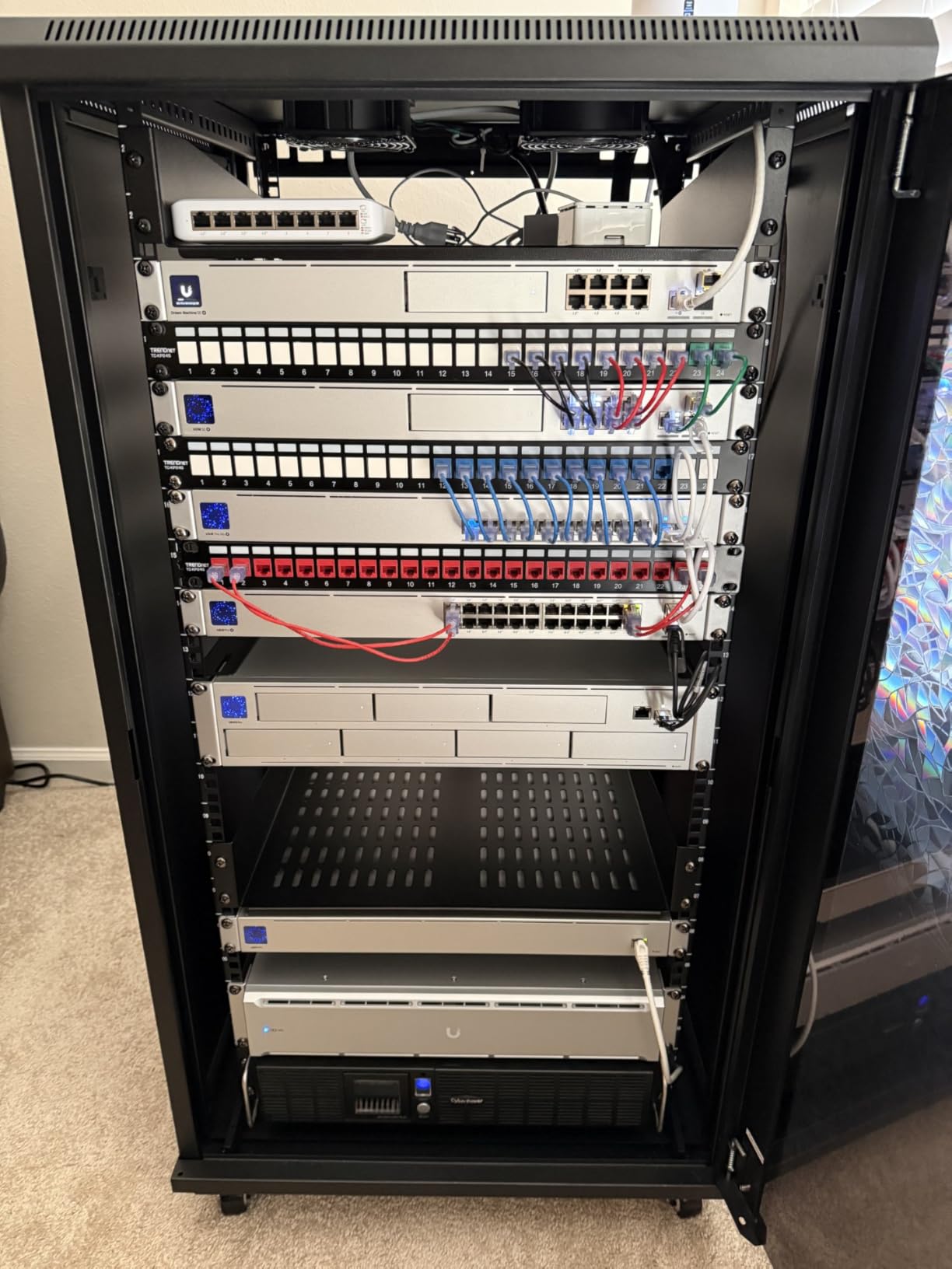 NavePoint 9U Server Cabinet Wall Mount Rack Enclosure Includes 2 Fans, Locking Glass Door, Removable Side Panels - 9U Network Cabinet 17.7