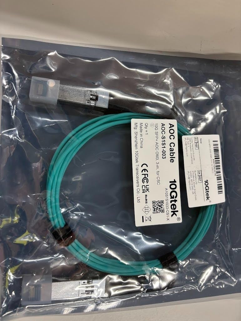 10Gtek 10G SFP+ AOC Fiber Cable for Cisco SFP-10G-AOC10M, 10m/33ft | 10GbE SFP+ to SFP+ Active Optical Cable, OM3 MMF Direct-Attach Fiber with SFP+ connectors for Cisco, Ubiquiti Unifi customer photo 1