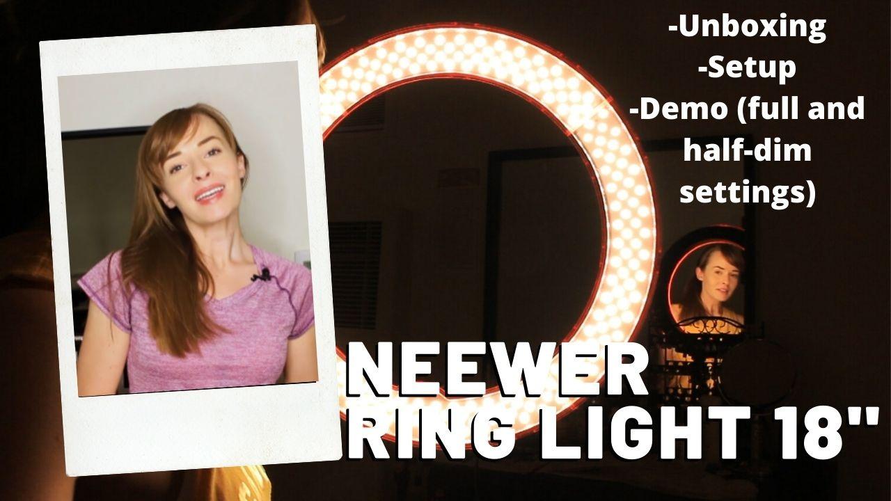 NEEWER Ring Light 18inch Kit: 55W 5600K Professional LED with Stand and Phone Holder, Soft Tube & Bag for Tattoo Lash Extension Barber Makeup Artist Studio Video Photography Lighting, RL-18 customer photo 2
