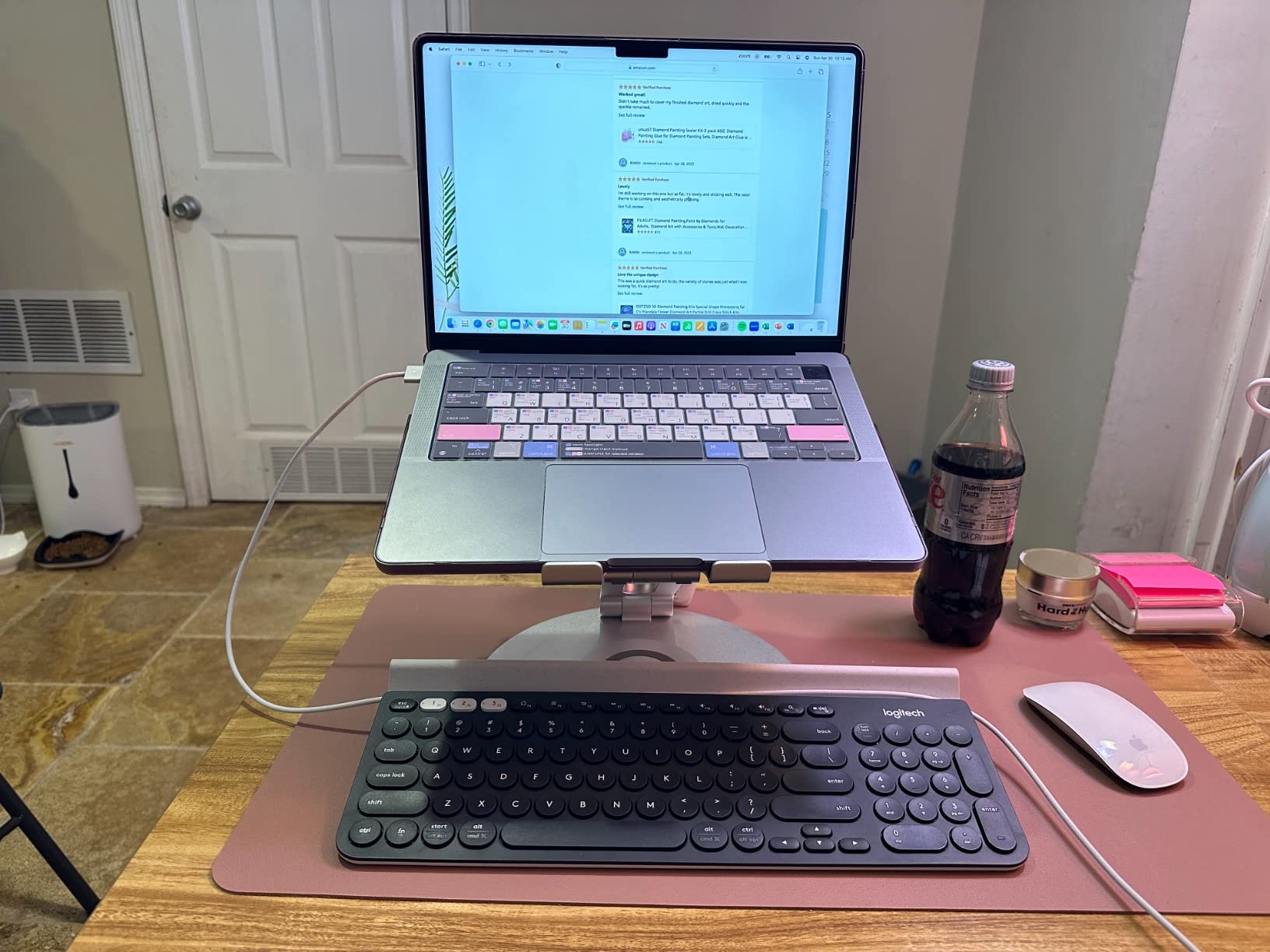 Logitech K780 Multi-Device Wireless Keyboard with Built-in Cradle, Speckles | Compact keyboard, Bluetooth or USB connect, type on 3 paired devices, cradle can hold a smartphone and large tablet together customer photo 1