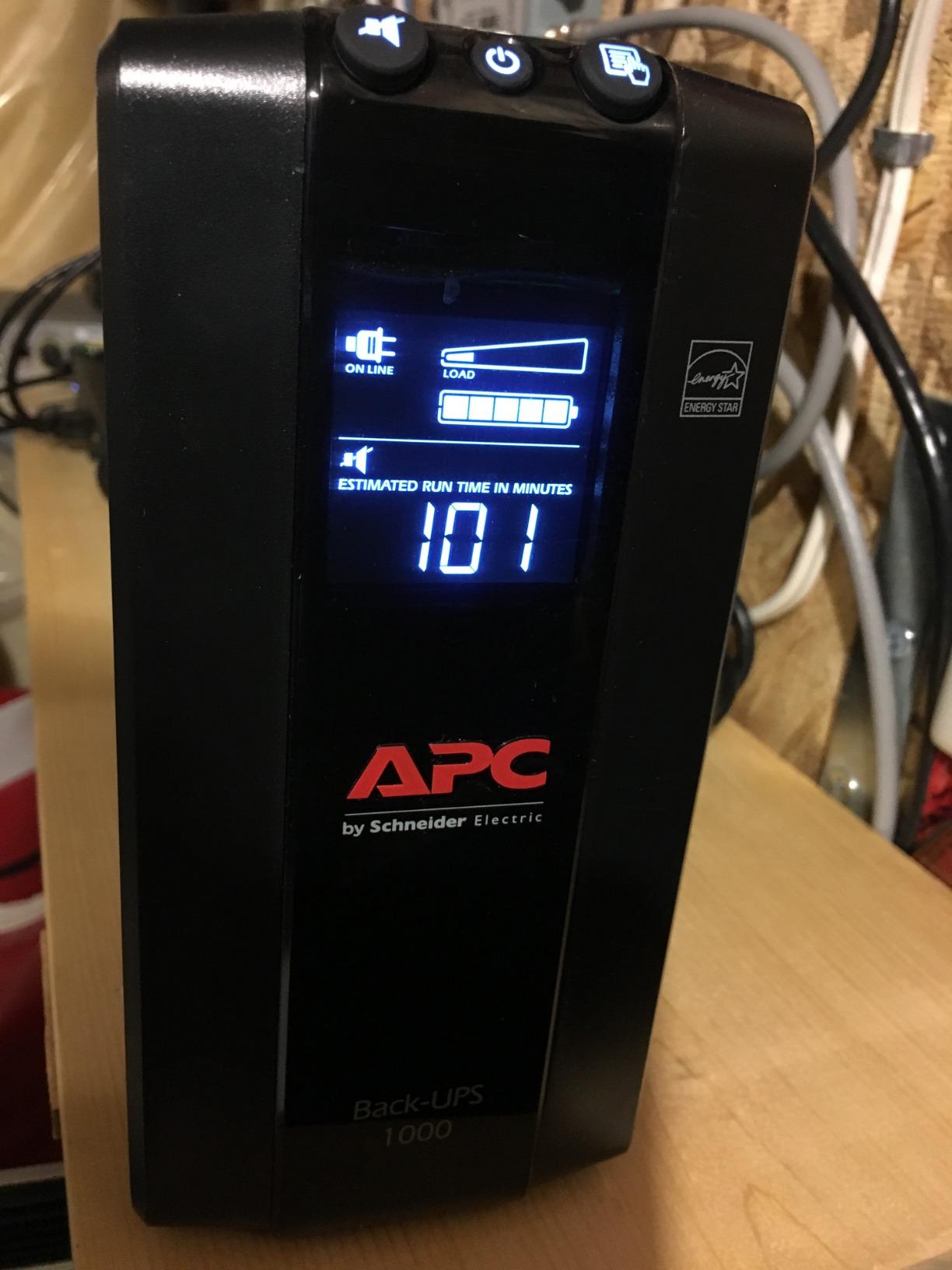 APC BX1000M UPS Battery Backup 1000VA/600W, Back-UPS Pro for Home Offices - 8 outlets, LCD, AVR, surge protection, 42-min runtime (@100W) customer photo 1