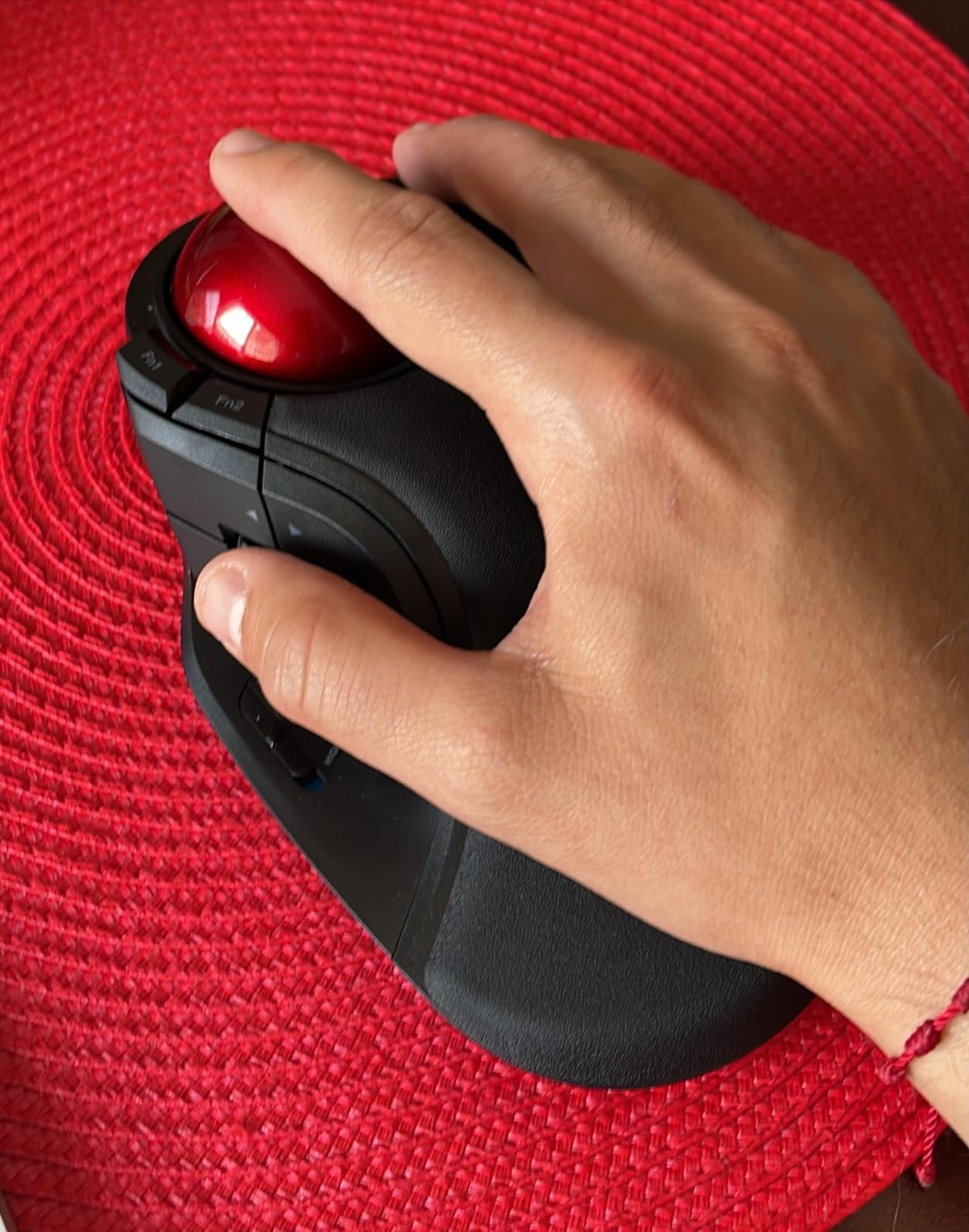 ELECOM HUGE Trackball, 2.4GHz Wireless USB, Index Finger Control, Customizable 8-Button, Large Soft Palm Rest, 52mm Ball, Windows PC Mac (M-HT1DRBK) customer photo 1