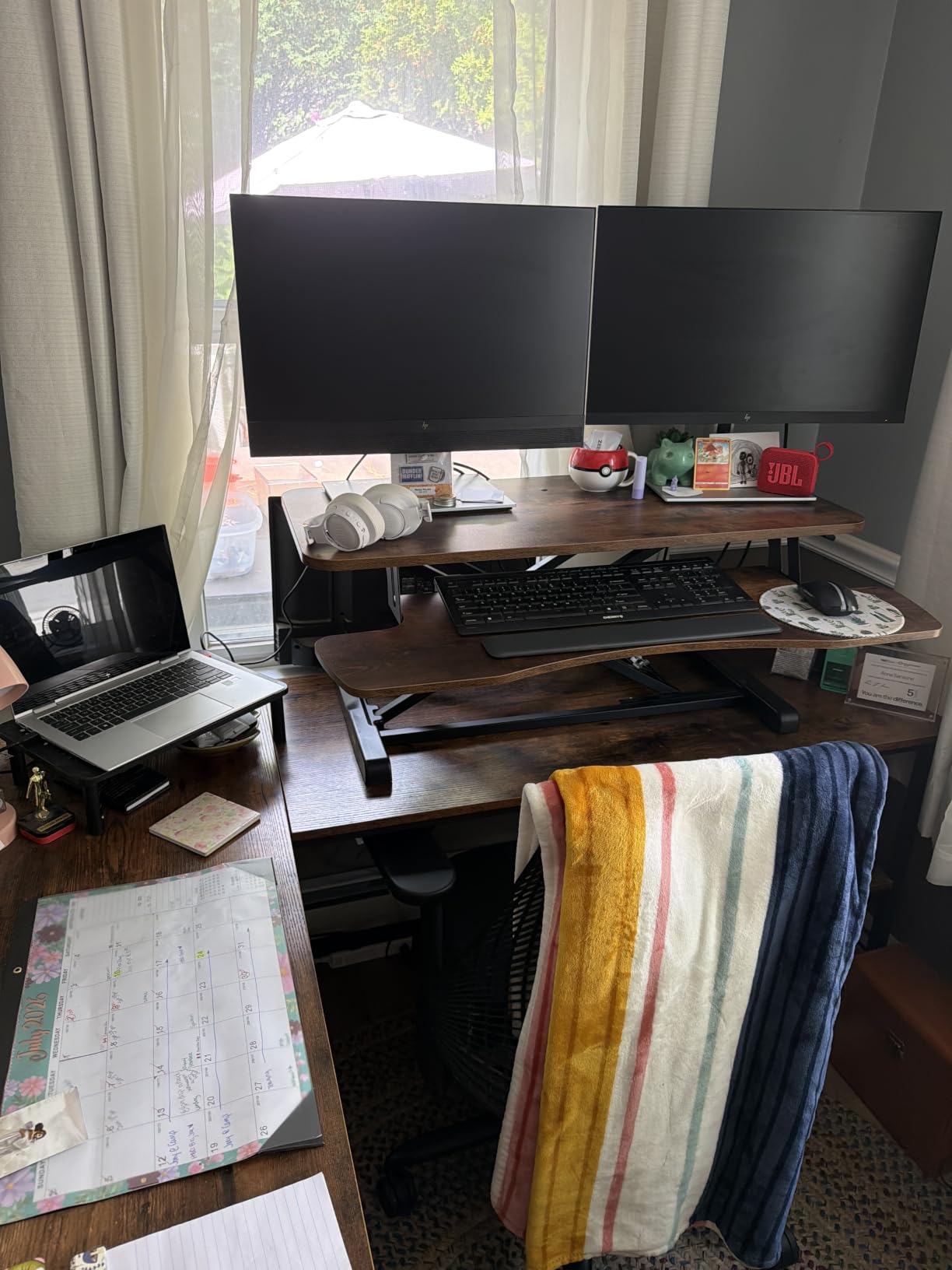 VIVO 32 inch Desk Converter, K Series, Height Adjustable Sit to Stand Riser, Dual Monitor and Laptop Workstation with Wide Keyboard Tray, Black, DESK-V000K customer photo 1