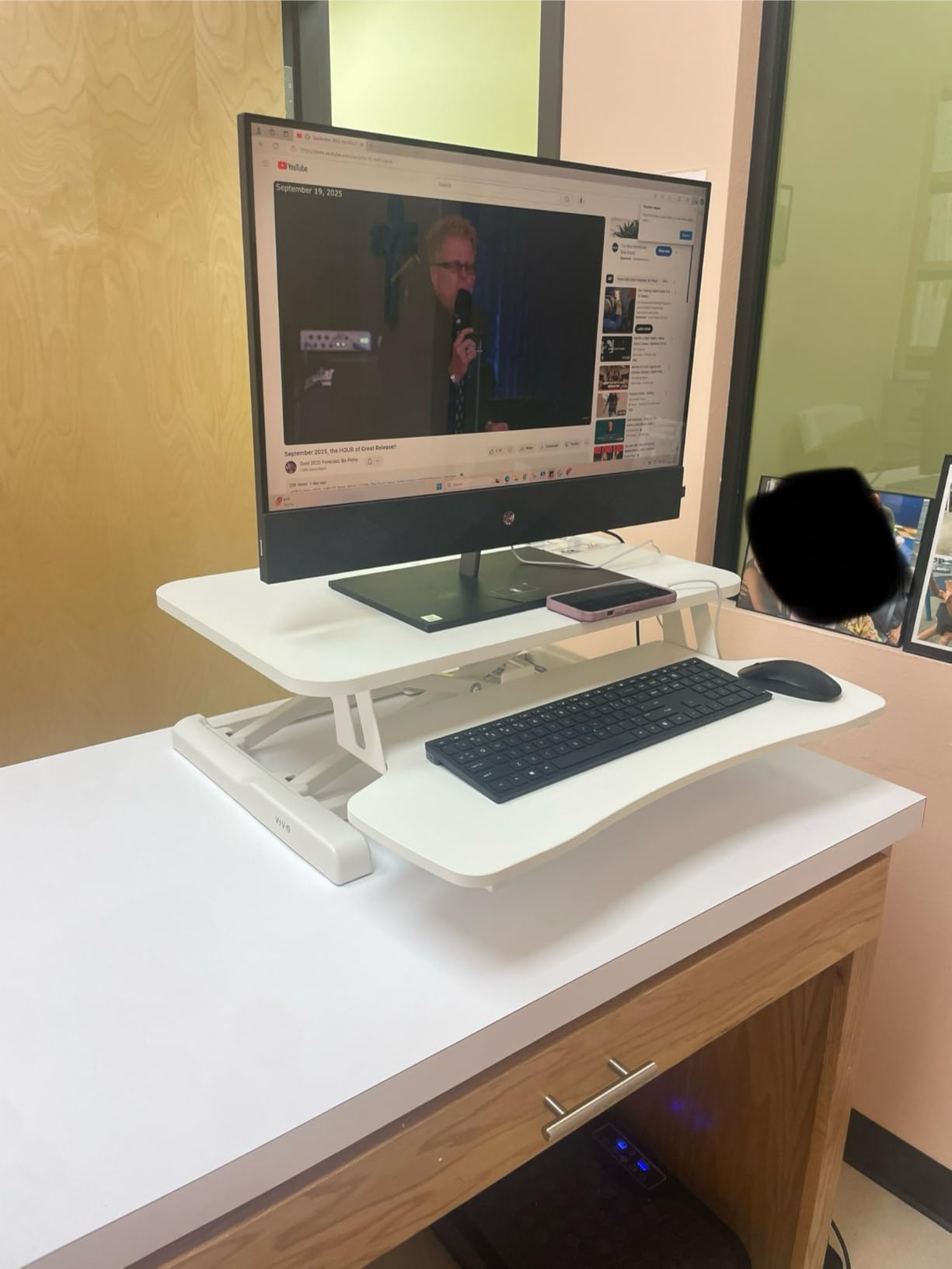 VIVO 32 inch Desk Converter, K Series, Height Adjustable Sit to Stand Riser, Dual Monitor and Laptop Workstation with Wide Keyboard Tray, Black, DESK-V000K customer photo 2