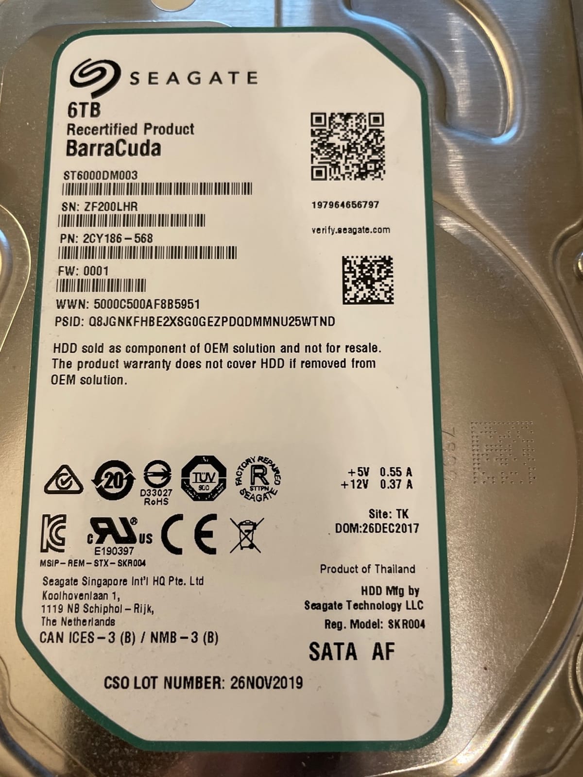 Seagate Barracuda 6TB Internal Hard Drive HDD - 3.5 Inch SATA 6 Gb/s 5400 RPM 256MB Cache for Computer Desktop PC (ST6000DM003) customer photo 1