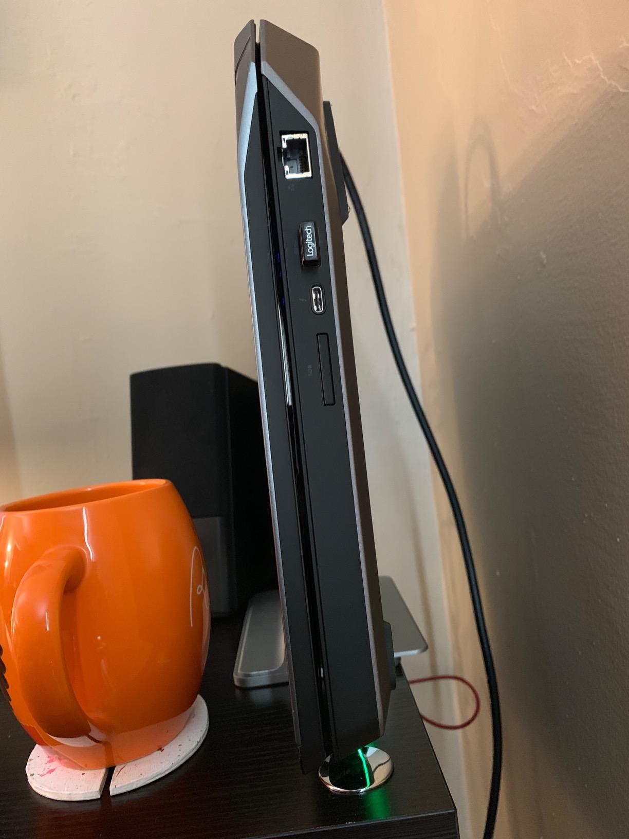 OMOTON Vertical Laptop Stand Holder, Adjustable Dock for MacBook, Black | Aluminum Stand for MacBook Stand, Fits Chromebook & Gaming Laptops up to 17.3 in, Office Desk Organization, Space-Saving customer photo 1
