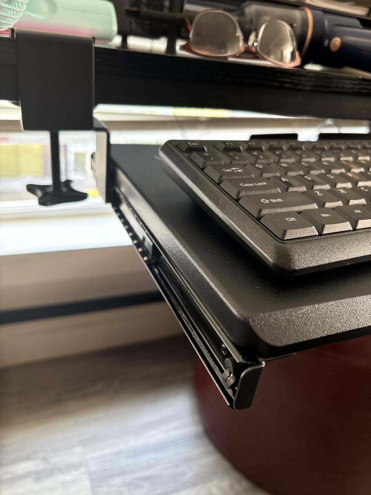 VIVO Black Clamp-on 27 x 11 in Keyboard Tray, MOUNT-KB05E | Large Under Desk Keyboard & Mouse Tray for Typing, Slide Out Platform, Extra Sturdy C-Clamp Mount System, Computer Drawer customer photo 1