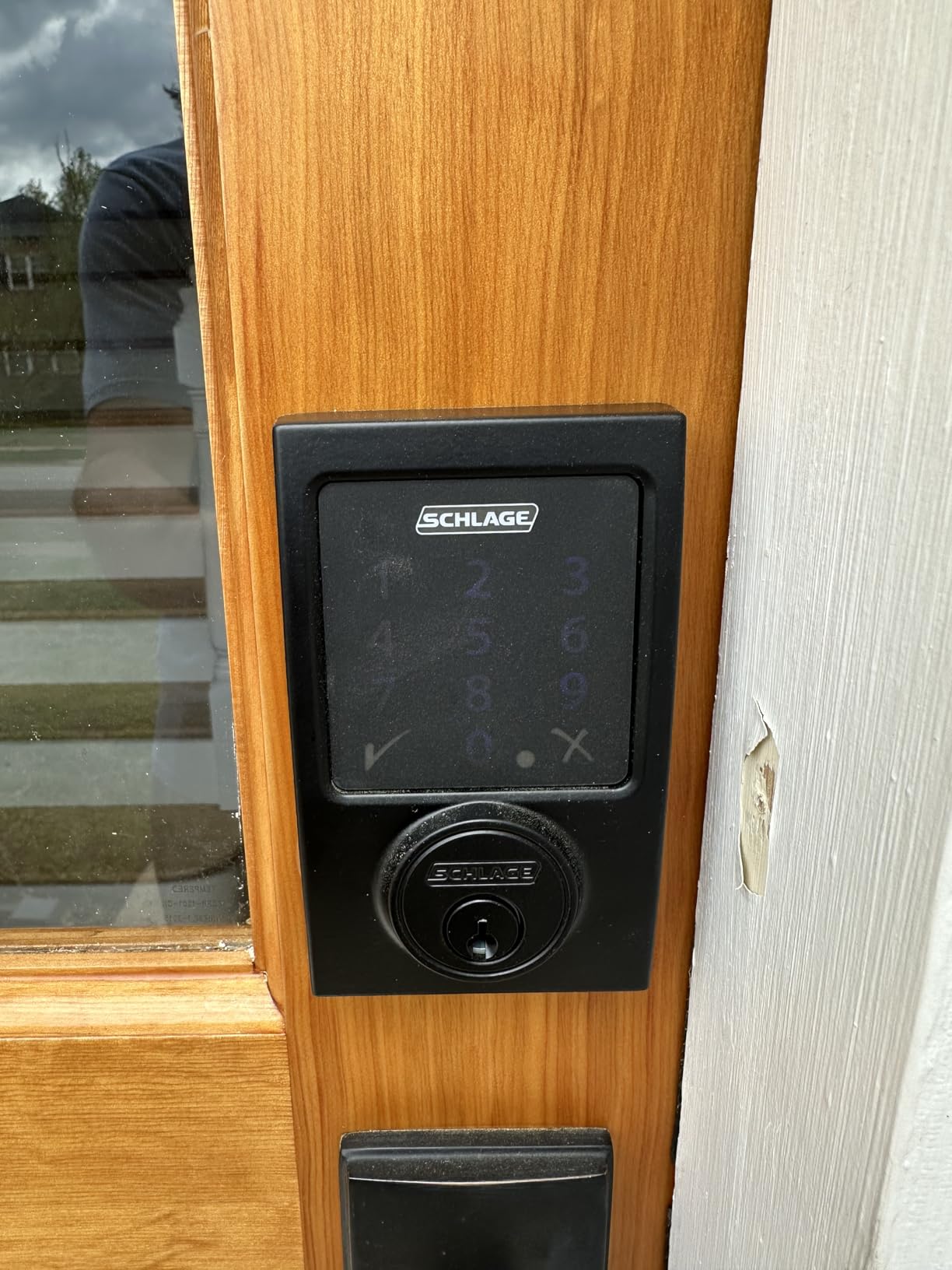 Schlage Connect Smart Deadbolt Lock with Camelot Trim, Satin Chrome | Keyless entry door lock, Touchscreen keypad deadbolt, Z-Wave Plus smart lock, Ring alarm compatible, Easy install, BE469 customer photo 1
