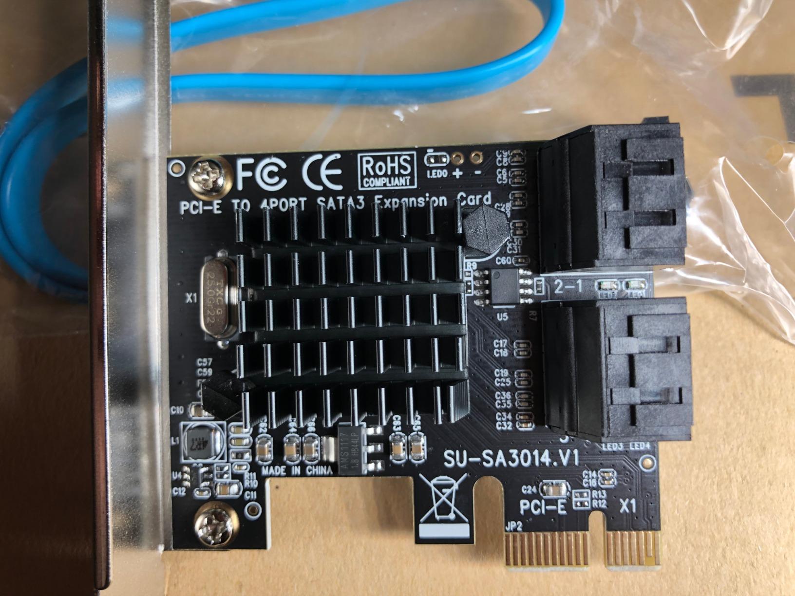 SATA Card PCIE 3.0, 4 Port with 4 Cables, Controller Expansion Card with Low Profile Bracket, Non-Raid, Boot as System Disk customer photo 1