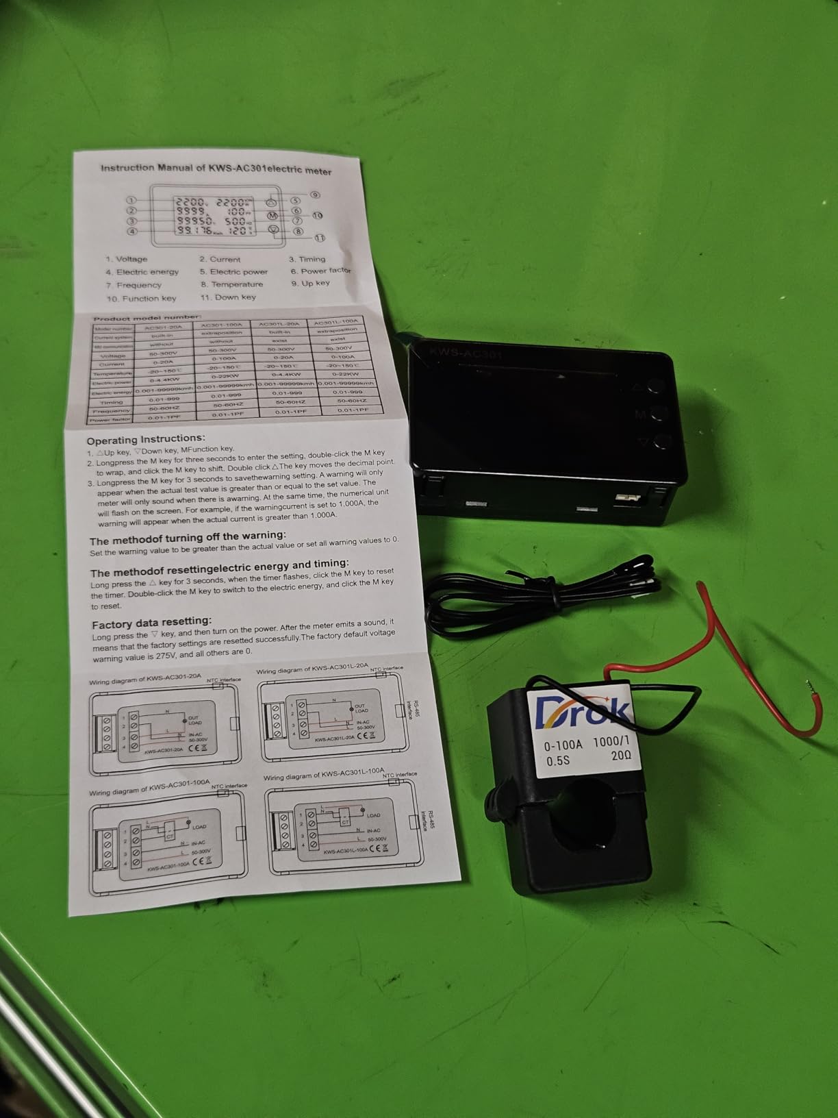 DROK AC Meter, AC 80-300V 100A Voltage Current Power Factor Frequency Electric Energy Monitor Ammeter Voltmeter Multimeter Tester 110V 220V Digital Color LCD Volt Amp Watt Detector Reader Panel customer photo 1