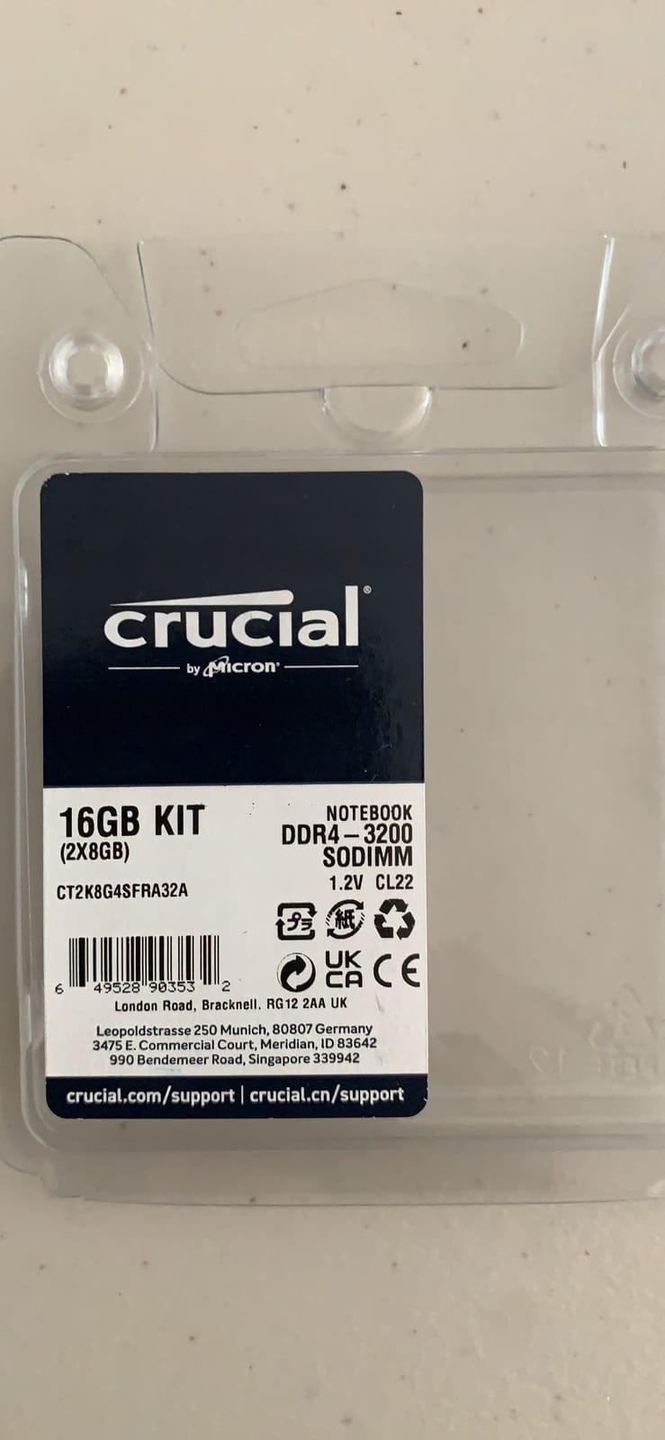 Crucial 16GB DDR4 RAM Kit (2x8GB), 3200MHz (PC4-25600), Downclockable to 2933/2666MHz Laptop Memory SODIMM 260-Pin, Compatible with 13th Gen Intel Core and AMD Ryzen 7000 - CT2K8G4SFRA32A customer photo 1