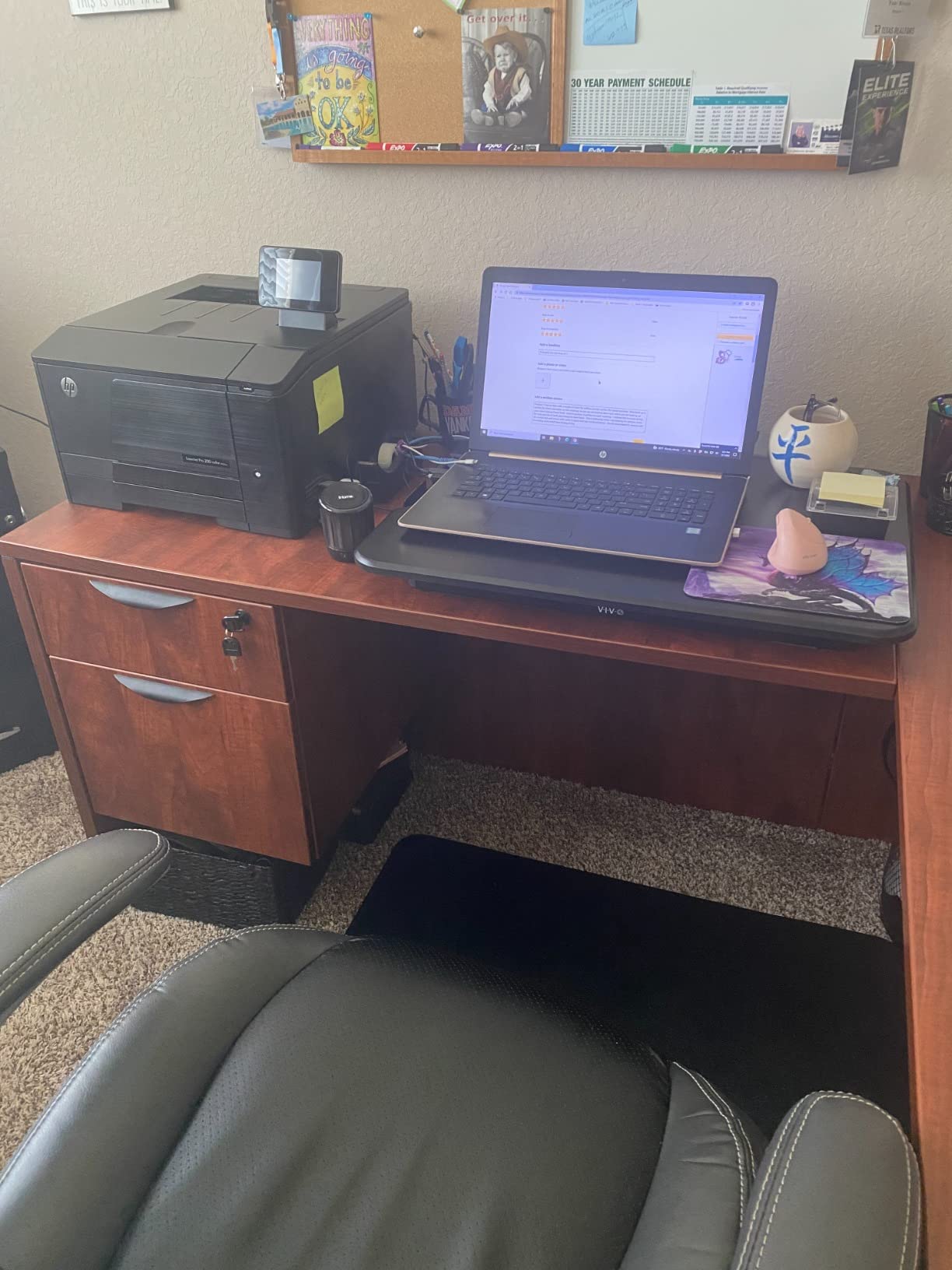 VIVO Black 26 in Single Top Standing Desk Converter, DESK-V001J | Ultra-Slim, Height Adjustable Desk Riser, Compact Sit Stand Desktop for Monitor or Laptop, No Assembly Required, Black Frame customer photo 2