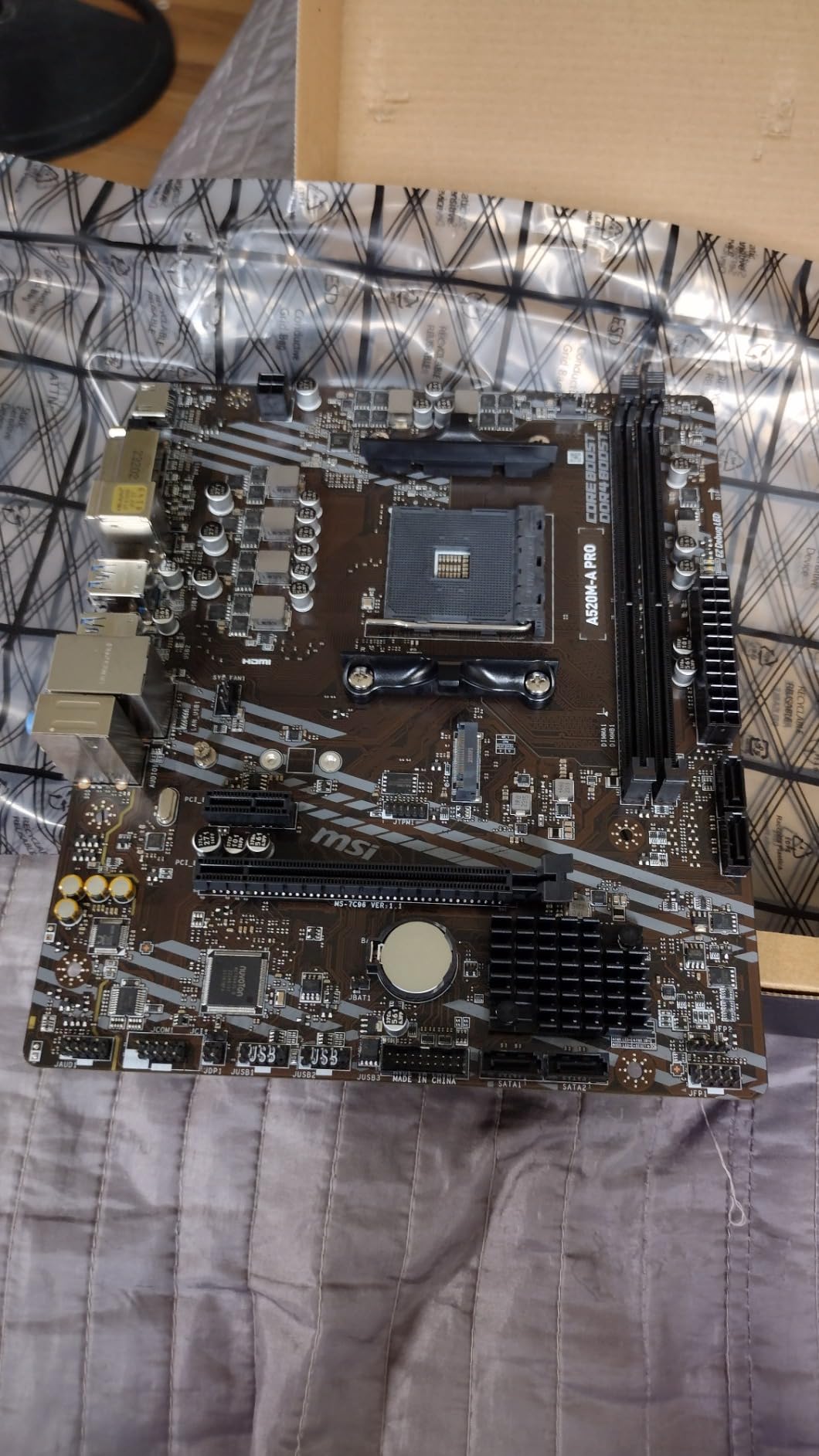 MSI A520M-A PRO Gaming Motherboard (AMD Ryzen 5000, AM4, DDR4, PCIe 3.0, SATA 6Gb/s, M.2, USB 3.2 Gen 1, DVI/HDMI, Micro-ATX) customer photo 1