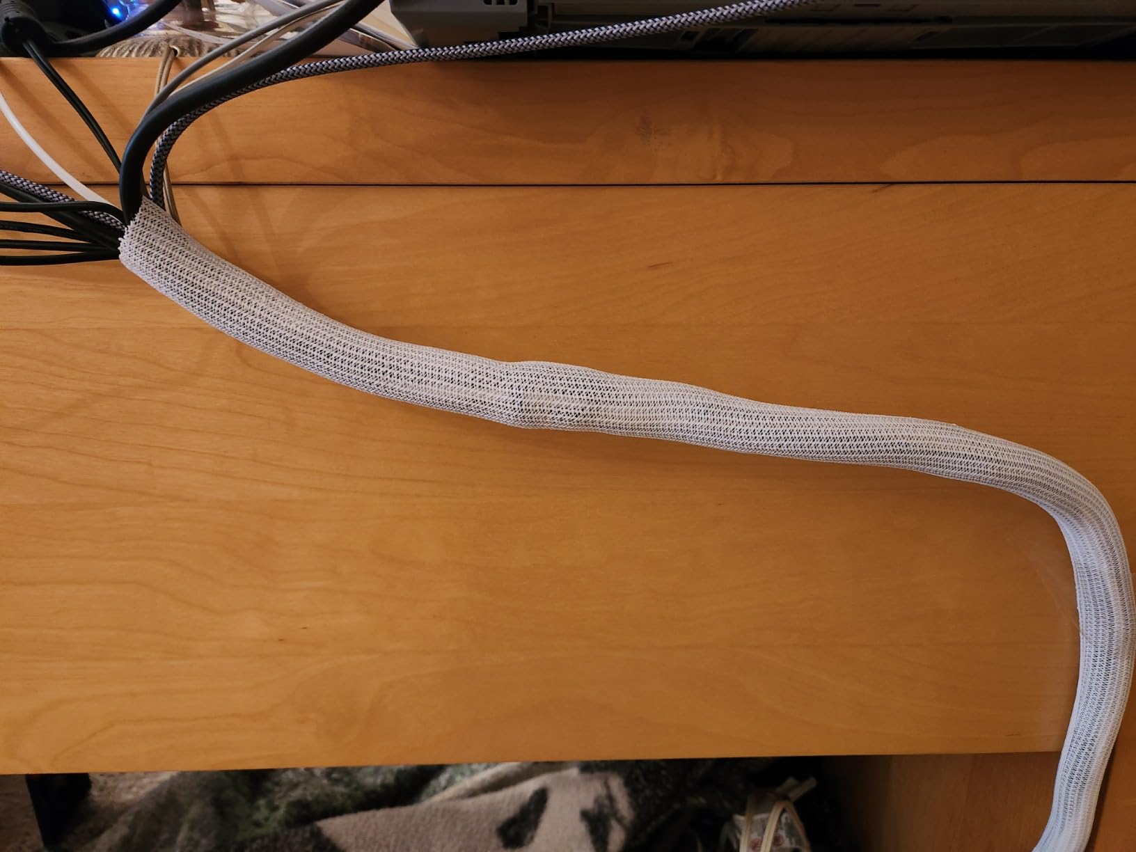 6.6ft - 4/5 inch White Cable Sleeve, Cable Organizer for Desk PC TV Computer, Wire Protector Cable Wrap Cover, Cord Management for Home Office customer photo 2