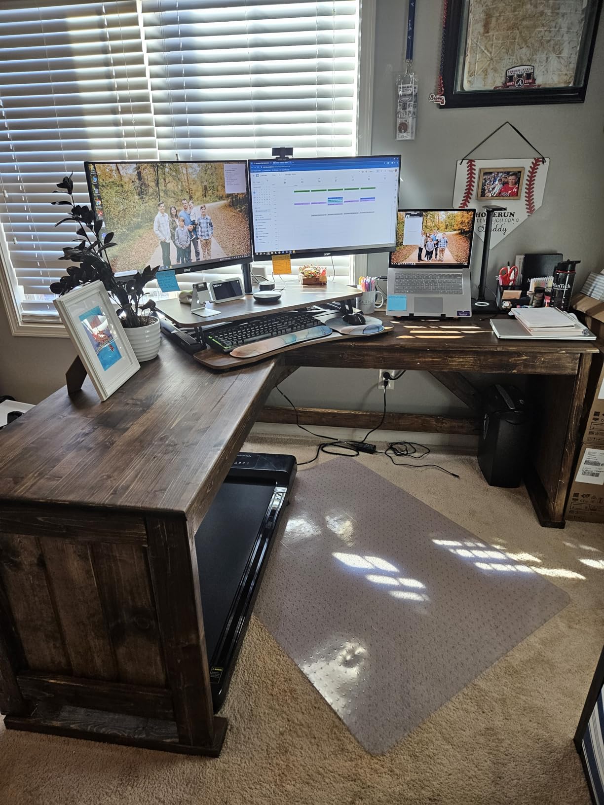 VIVO Black 32 in Standing Desk Converter with Monitor Stand, DESK-V000K-M2 | Height Adjustable, Stand Up Desk Riser with Dual 13-30 in Monitor Mount, Wide Keyboard Tray, Black Frame customer photo 2