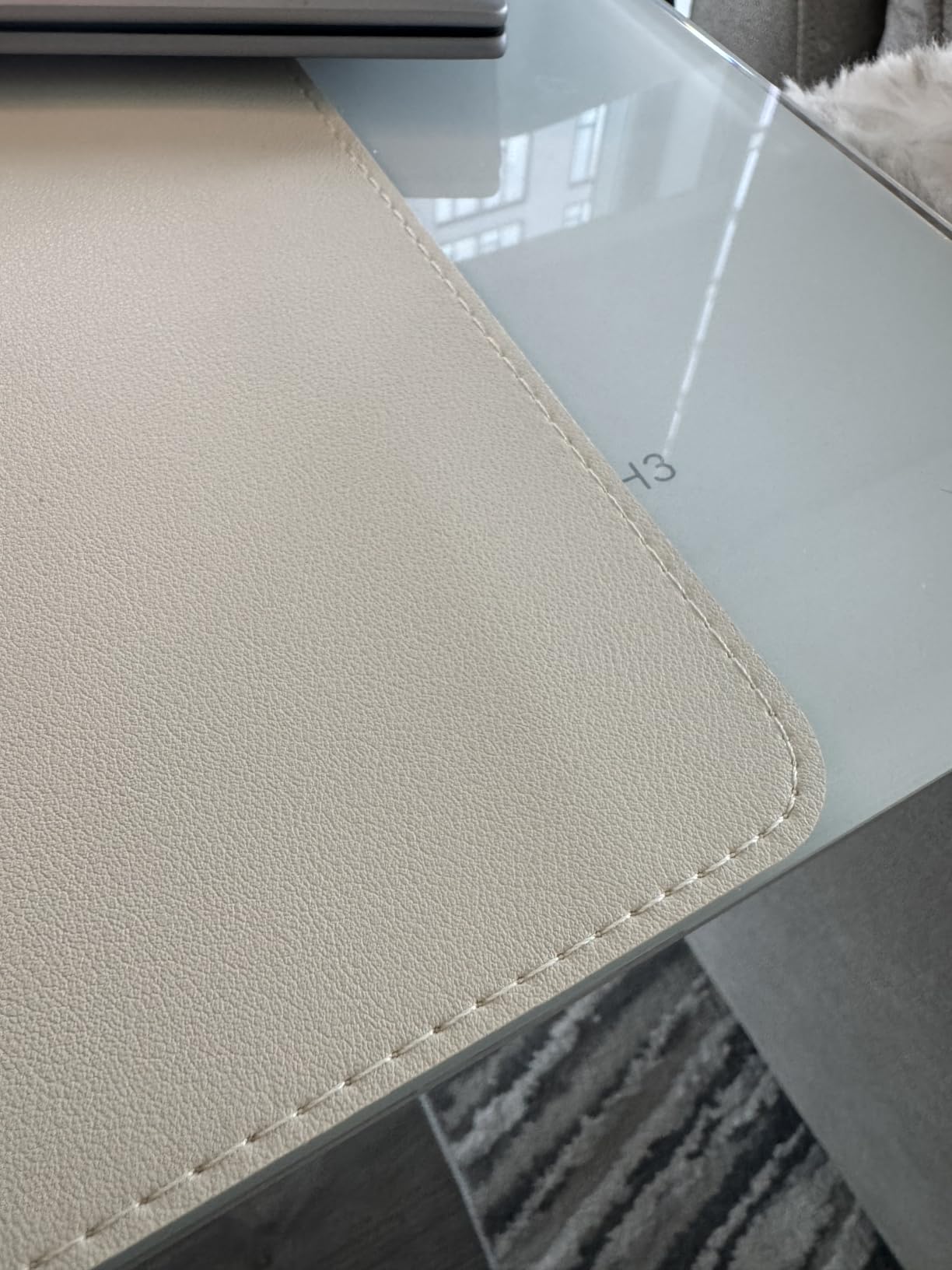 Leather Desk Pad, Wolaile 36x17 inch Large Mouse Pad, Waterproof Non-Slip Writing Desk Blotter, Computer Mat Desktop Protector for Office Home, Black customer photo 1