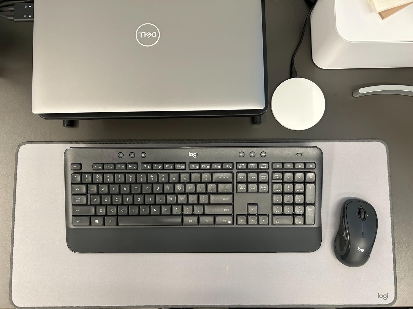 Logitech Studio Series Desk Mat Large 28x12 Inches - Mid Grey | Multifunctional large pad, extended mouse surface, office desk protector, anti-slip base, spill-resistant customer photo 1