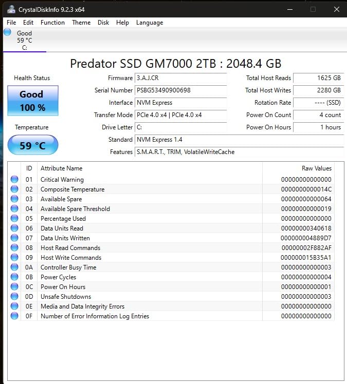 Predator M.2 SSD 2TB GM7000 with DRAM cache NVMe 1.4 2280 PCIe Gen4x4 Ultra high speed (max read: 7400MB/s, max write: 6700MB/s) 3D NAND TLC Internal SSD Compatible with PS5 Pro - BL.9BWWR.106 customer photo 2