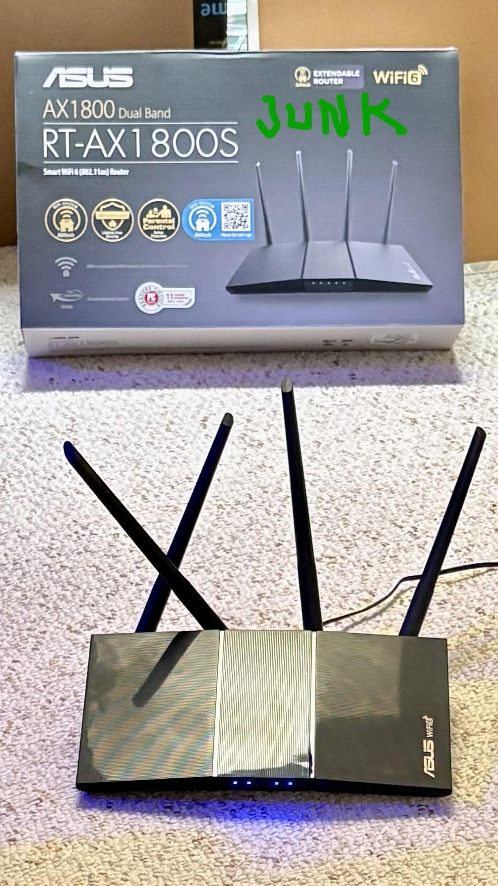 ASUS RT-AX1800S Dual Band WiFi 6 Extendable Router, Subscription-Free Network Security, Parental Control, Built-in VPN, AiMesh Compatible, Gaming & Streaming, Smart Home customer photo 2