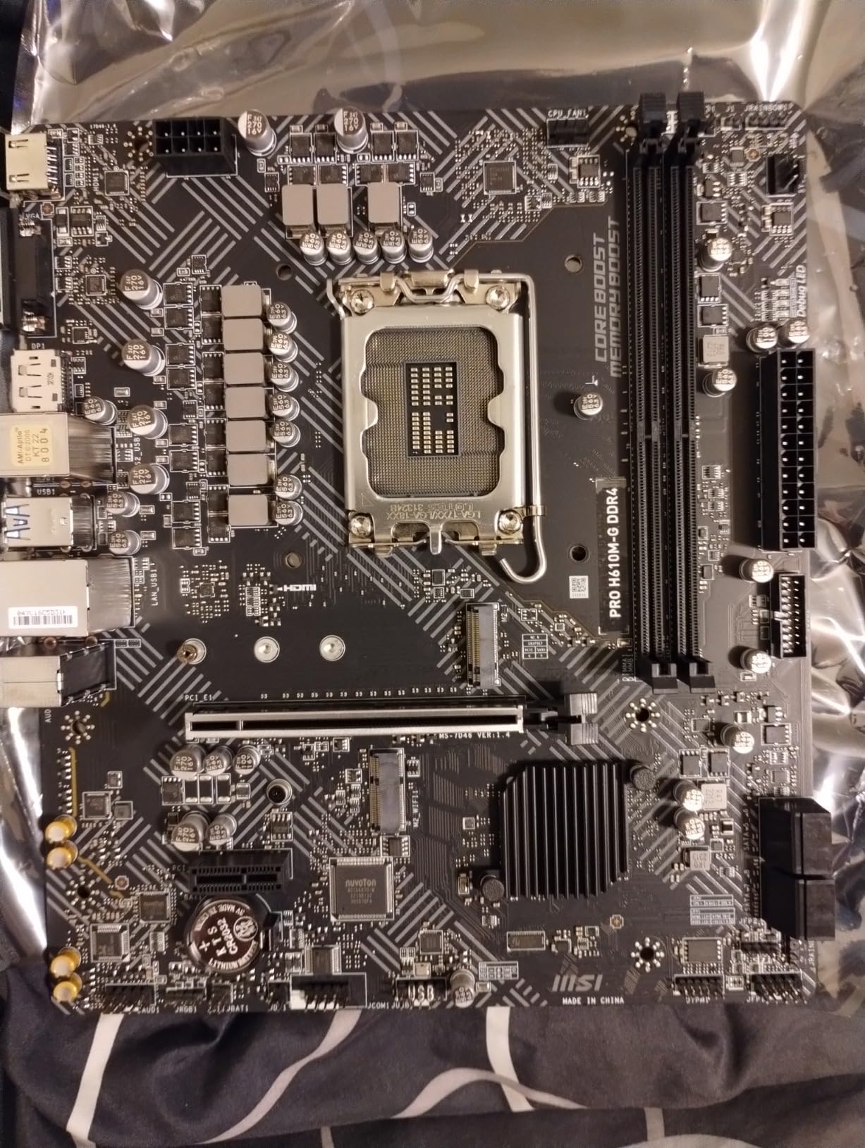 MSI PRO H610M-G DDR4 Motherboard (12th/13th/14th Gen Intel Core, LGA 1700 Socket, DDR4, PCIe 4, SATA 6Gb/s, 1Gbps LAN, M.2 Slots, USB 3.2, mATX) customer photo 2