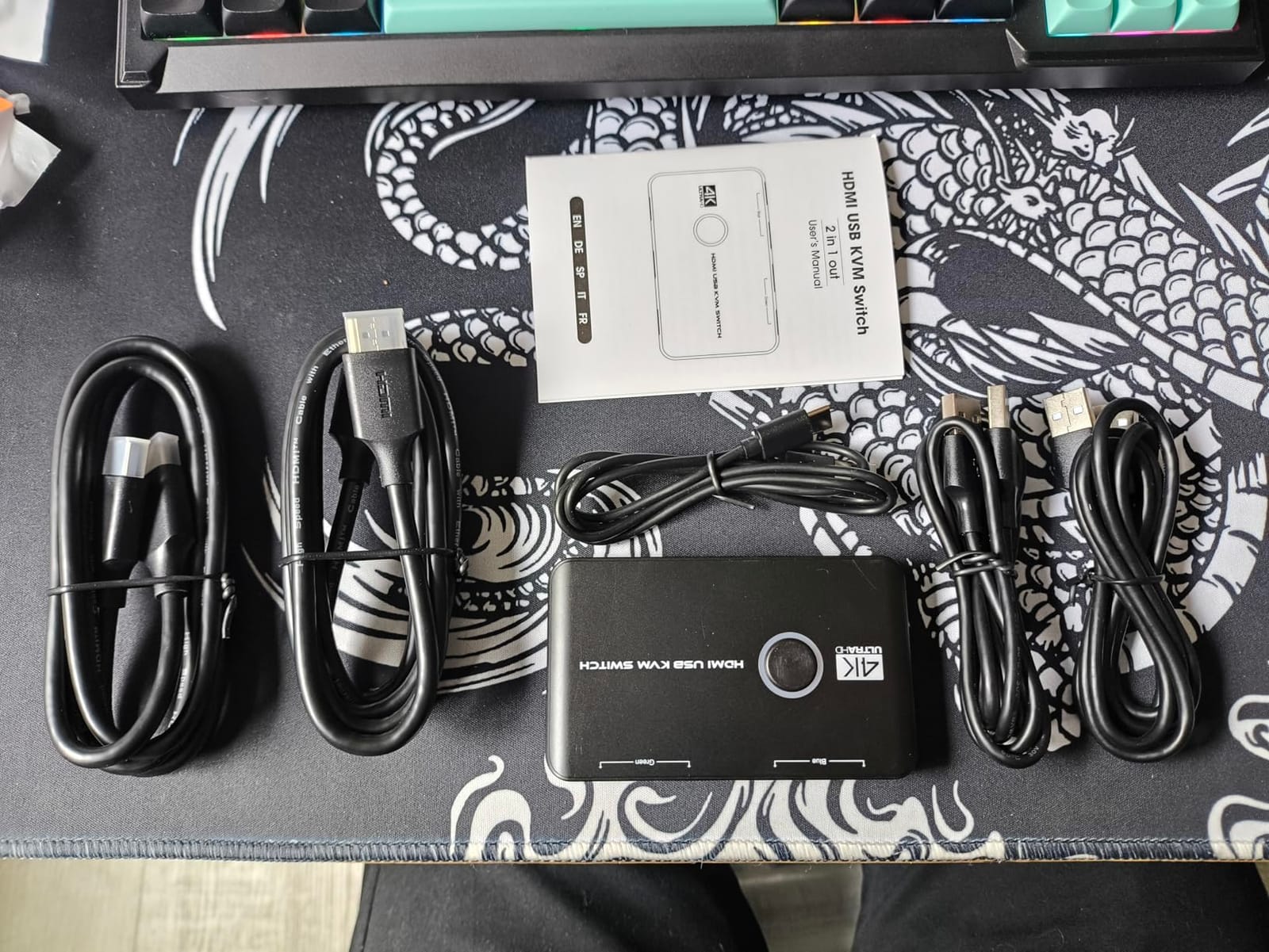 4K KVM Switch HDMI 2 Port Box, USB HDMI KVM Switches for 2 Computers Share Keyboard Mouse Printer and one HD Monitor, Support UHD 4K@60Hz, with 2 USB Cables and 2 HDMI Cables customer photo 1