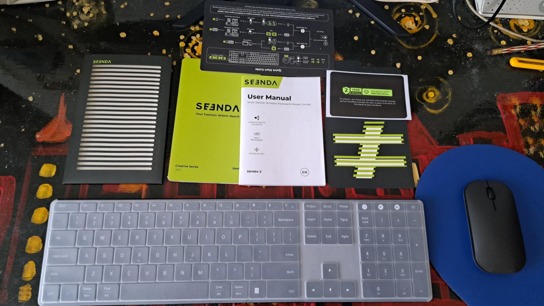 seenda SKM64-3 Wireless Bluetooth Keyboard Mouse Combo for Windows and Mac | USB and dual Bluetooth multi-device switching, quiet, rechargeable, full-size slim set for PC, MacBook, iPad, Black Gray customer photo 2