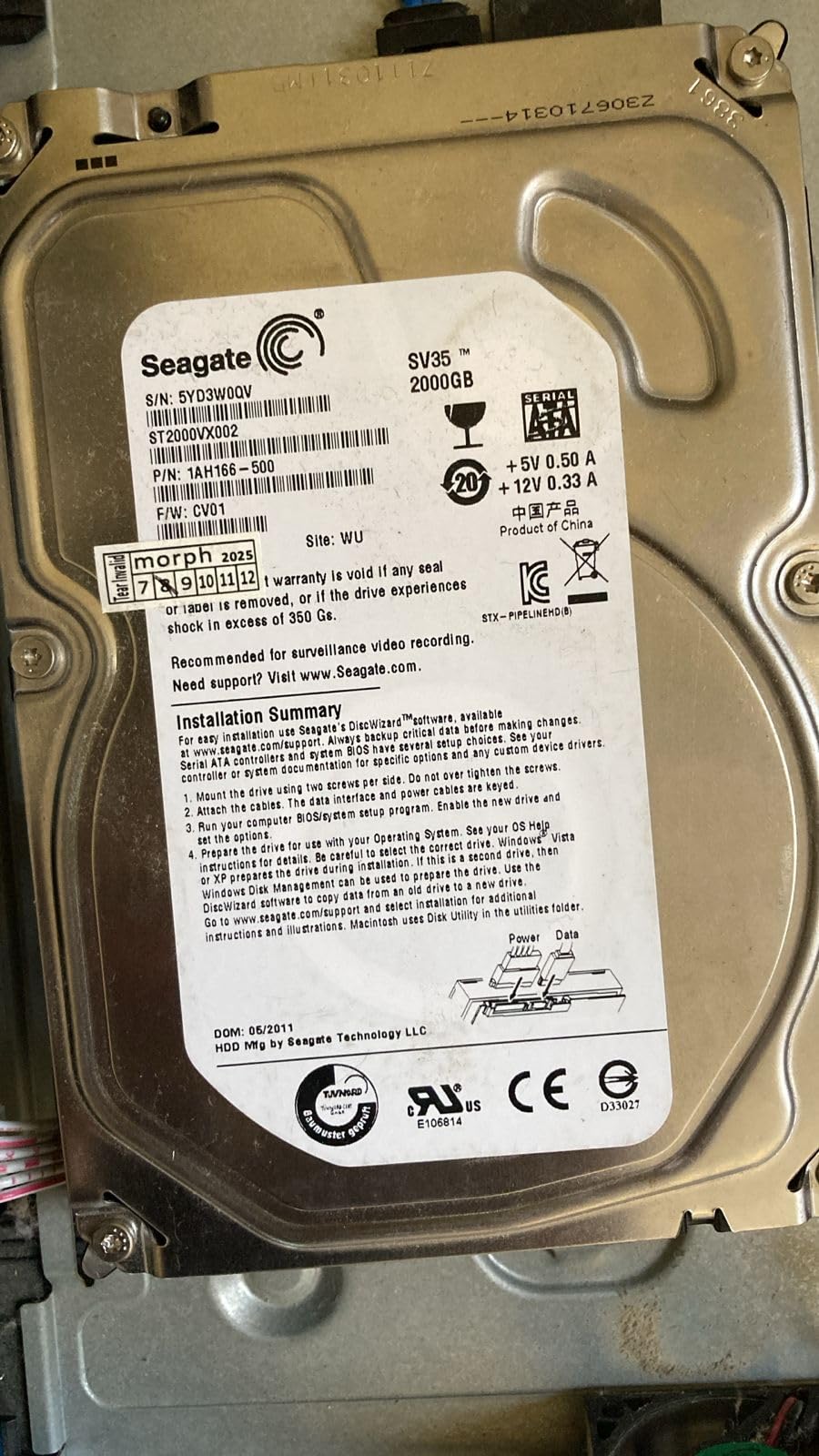 Seagate Skyhawk 4TB Video Internal Hard Drive HDD - 3.5 Inch SATA 6Gb/s 64MB Cache for DVR NVR Security Camera System with Drive Health Management and in-House Rescue Services (ST4000VXZ16/016) customer photo 2