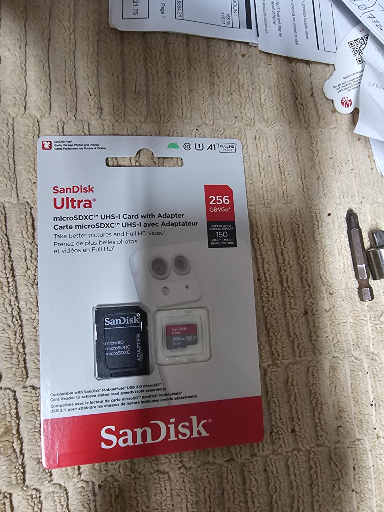 SanDisk 256GB Ultra microSDXC UHS-I Memory Card with Adapter, Up to 150MB/s, C10, U1, Full HD, A1, Micro SD Card - SDSQUAC-256G-GN6MA customer photo 1