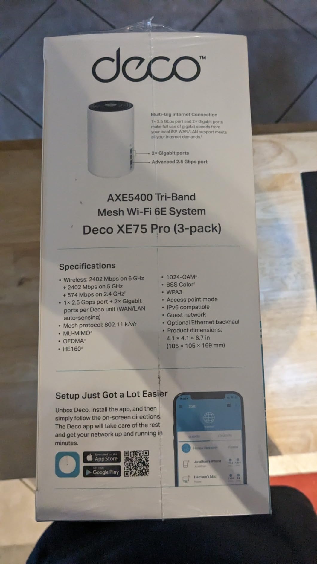 TP-Link Deco XE75 Pro AXE5400 Tri-Band WiFi 6E Mesh System (3-Pack) - Covers up to 7,200 Sq. Ft. customer photo 1