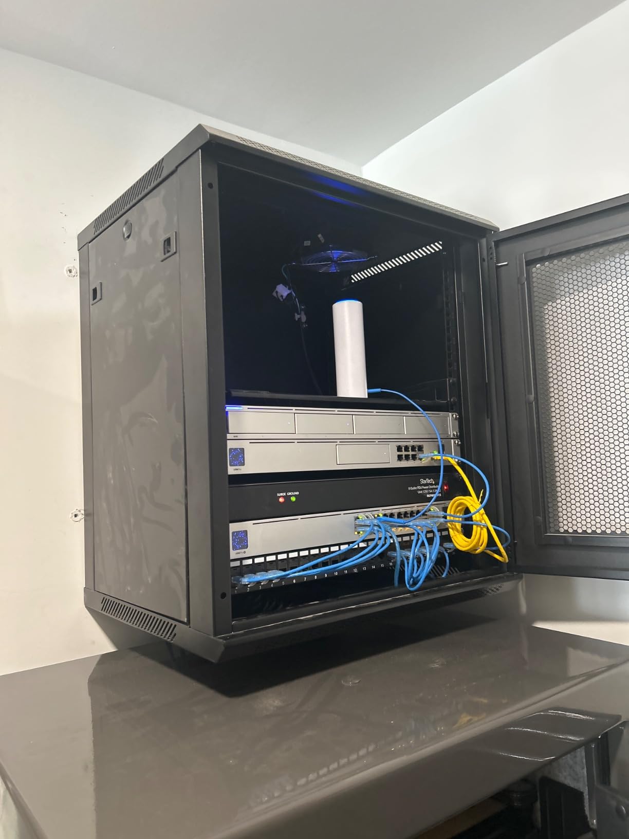 RackPath 12U Wall Mount Server Cabinet Network Rack Enclosure, Quiet Cooling Fan, Perforated Door, Black customer photo 2