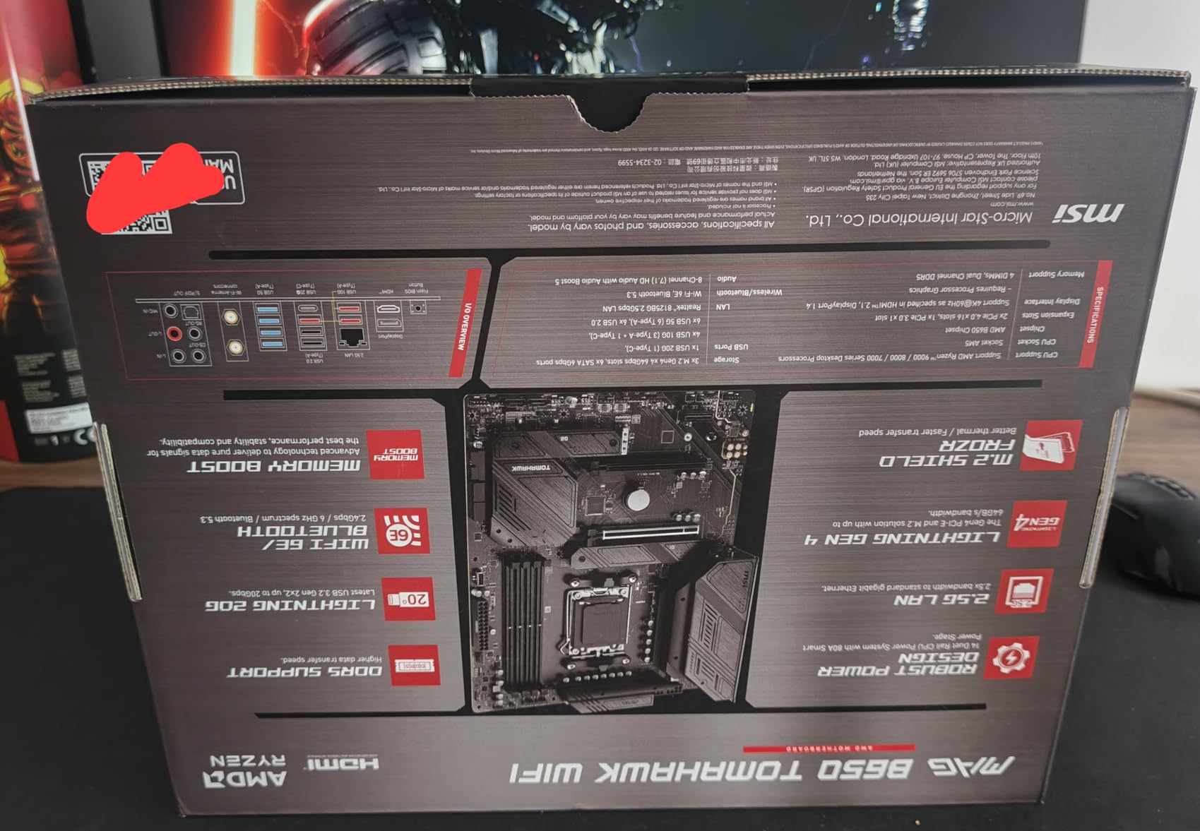 MAG B650 Tomahawk WiFi Gaming Motherboard (AMD Ryzen 9000/8000/7000 Series Processors, AM5, DDR5, PCIe 4.0, M.2, SATA 6Gb/s, USB 3.2 Gen 2, HDMI/DP, Wi-Fi 6E, Bluetooth 5.3, 2.5Gbps LAN, ATX) customer photo 1