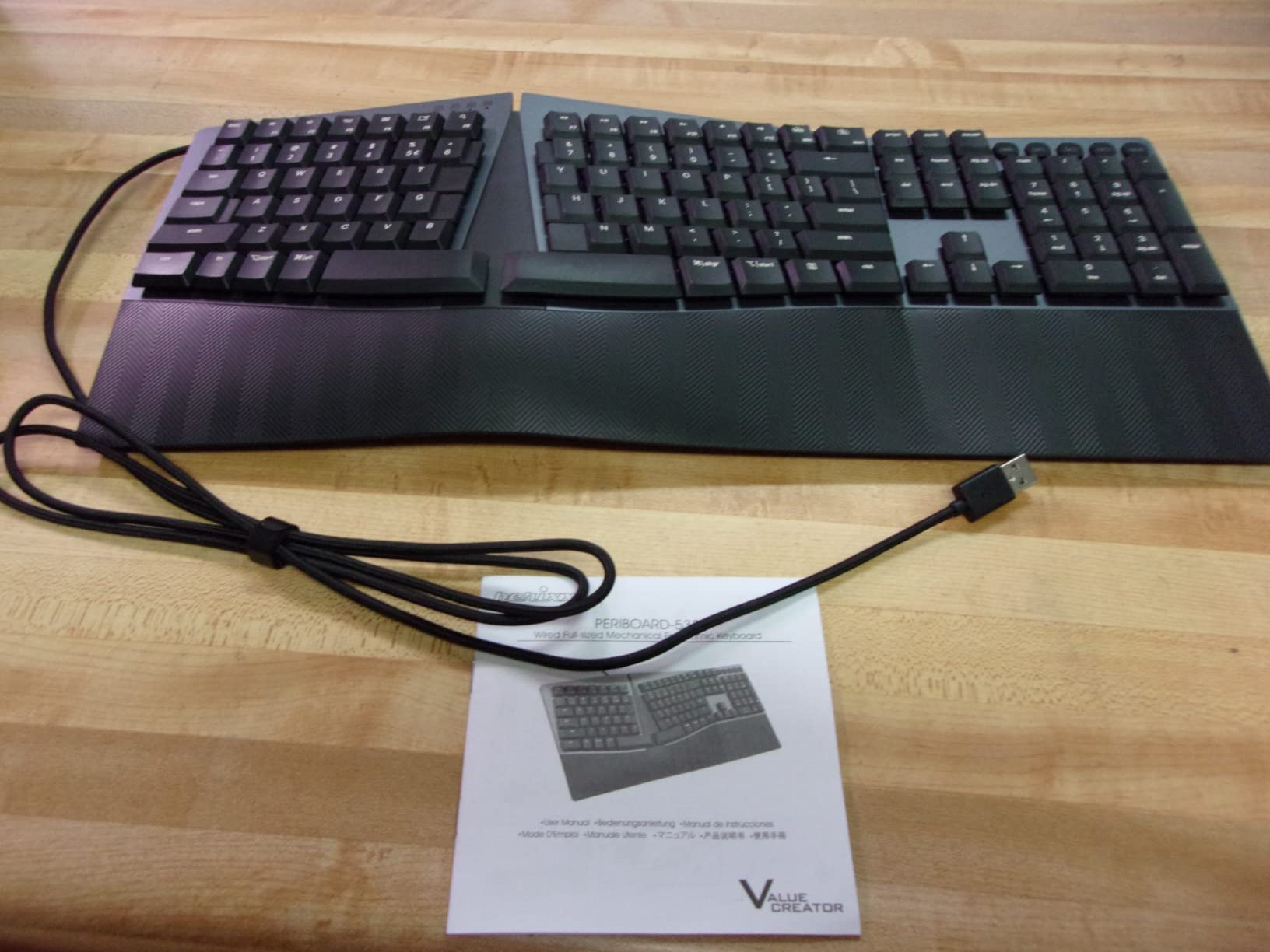 Perixx PERIBOARD-535BR Wired Ergonomic Mechanical Split Keyboard - Low-Profile Brown Tactile Switches - Programmable Feature with Macro Keys customer photo 1