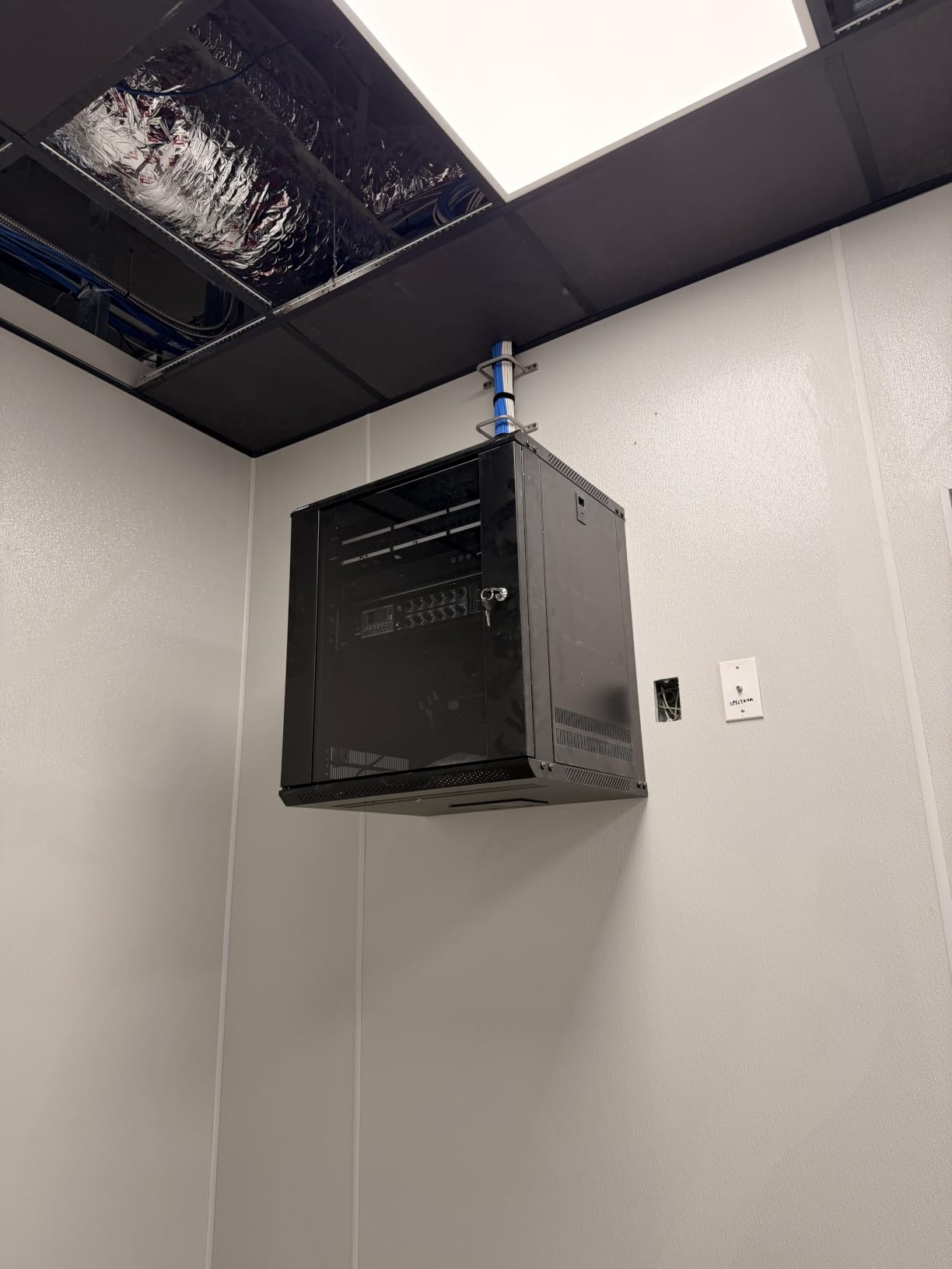 Tecmojo 12U Wall Mount Server Cabinet IT Network Rack Enclosure Lockable Door and Side Panels Black,Cooling Fan,Glass Door,17.7inch Depth,for 19
