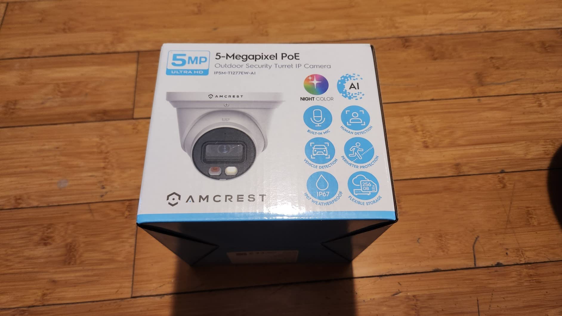 Amcrest 5MP AI Turret IP PoE Camera w/ 49ft Nightvision, Security IP Camera Outdoor, Built-in Microphone, Human & Vehicle Detection, Active Deterrent, 129° FOV, 5MP@20fps IP5M-T1277EW-AI customer photo 2
