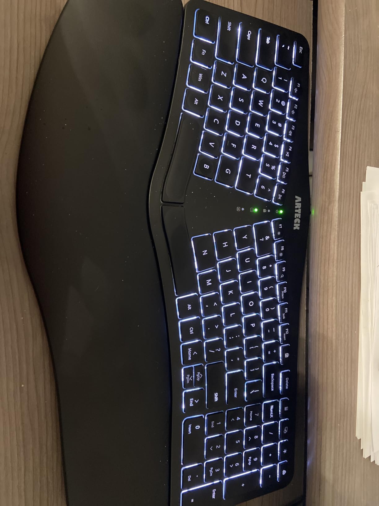 Arteck Split Ergonomic Keyboard with Palm Rest, USB Wired Backlit Keyboard customer photo 1