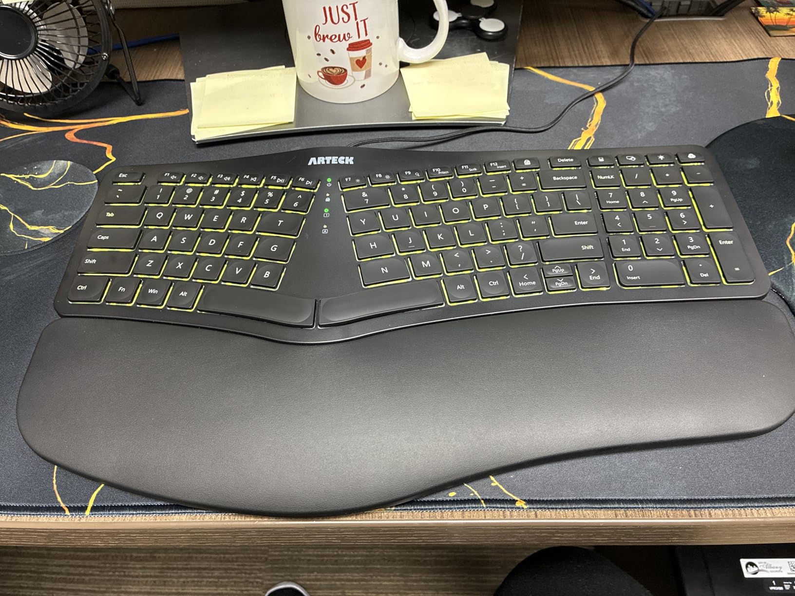 Arteck Split Ergonomic Keyboard with Palm Rest, USB Wired Backlit Keyboard customer photo 2