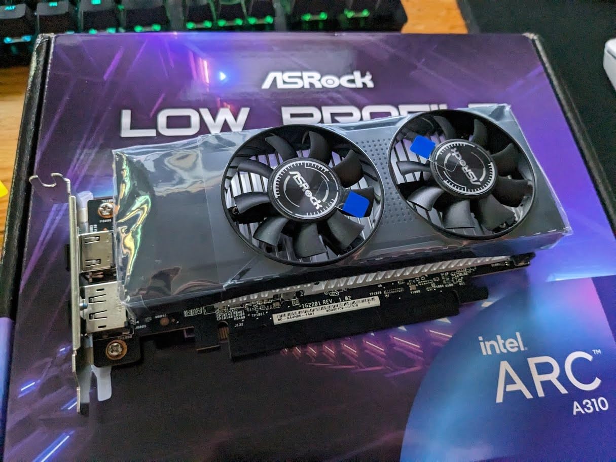 Intel Arc A310 Low Profile 4GB Graphics Card, 2000 MHz GPU Clock, 4GB GDDR6, Low-Profile Design, Dual Fan, DisplayPort 2.0, HDMI 2.0b, 8K Support customer photo 1