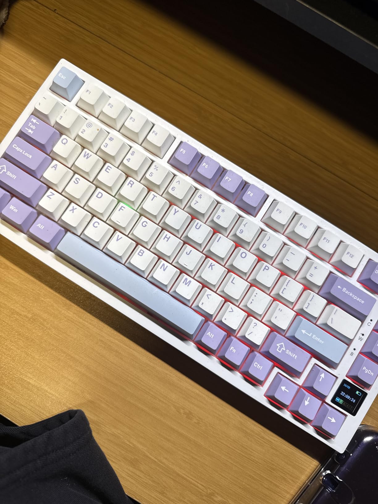 Ajazz AK820 Pro Wireless Mechanical Keyboard with TFT Display & Knob | 75% Gasket-Mounted Gaming Keyboard, BT/2.4GHz/USB-C Wired, Creamy Keyboard for PC/Mac (Purple, Gift Switch) customer photo 1