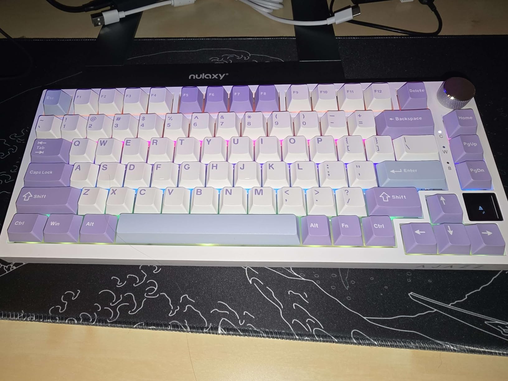 Ajazz AK820 Pro Wireless Mechanical Keyboard with TFT Display & Knob | 75% Gasket-Mounted Gaming Keyboard, BT/2.4GHz/USB-C Wired, Creamy Keyboard for PC/Mac (Purple, Gift Switch) customer photo 2