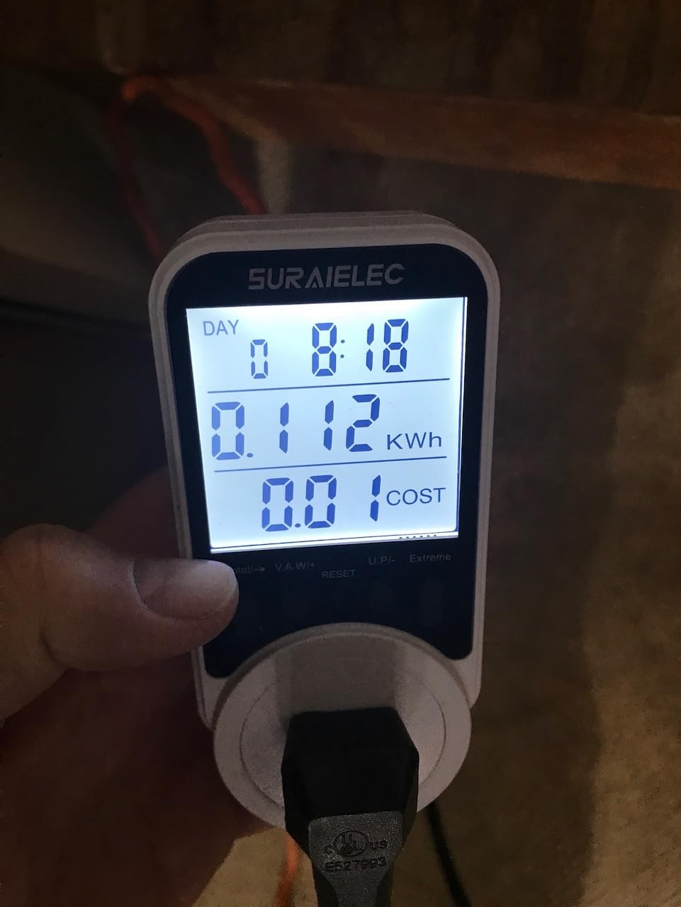 SURAIELEC Outlet Watt Meter, 90-250V Wide Range Power Meter Cost Calculator | Plug-in Electricity Usage Monitor, Large Backlit Display, Overload Protection, Kilowatt, kWh, Voltage, Amp & Wattage Meter customer photo 2