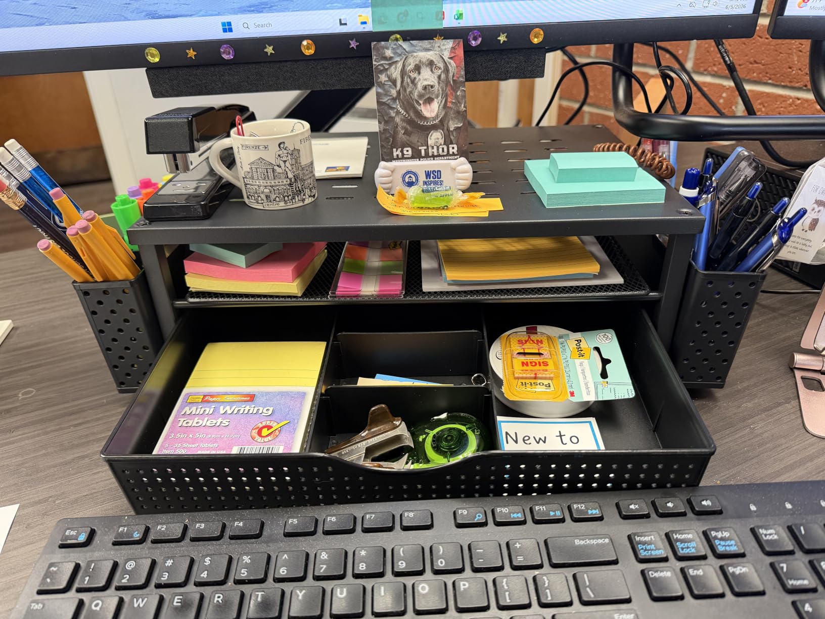 gianotter Monitor Stand with Drawer and 2 Pen Holders | Monitor Riser Dual-Layer Storage Desk Organizers and Accessories (Black) customer photo 1