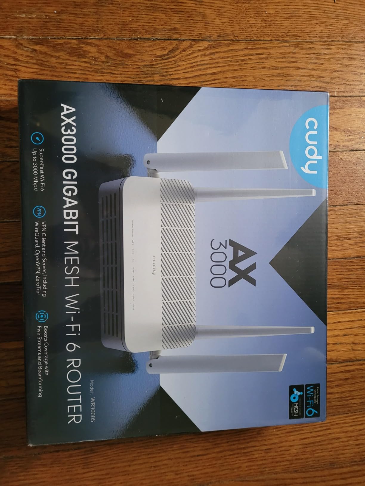Cudy AX3000 Dual-Band Wi-Fi 6 Router, 4X GbE, VPN Full, OpenWRT, WR3000S | OpenWRT-Ready, 2402+574 Mbps wifi 6, 3 antennas, 1.3 GHz Dual-Core, WG/OVPN/IPsec, 160 MHz customer photo 1