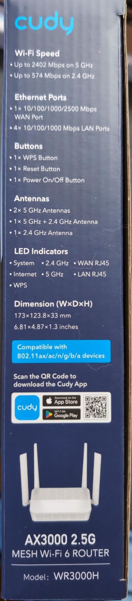 Cudy AX3000 2.5G Dual-Band Wi-Fi 6 Router, 4X GbE, 160MHz, OpenWRT, WR3000H customer photo 1