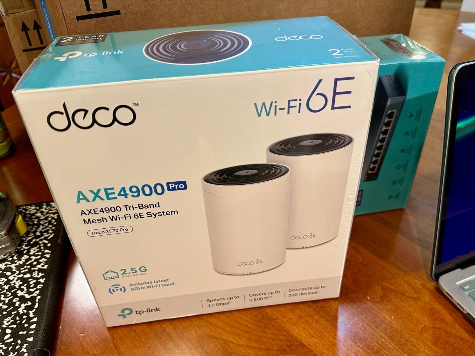 TP-Link Deco XE70 Pro AXE4900 Tri-Band WiFi 6E Mesh WiFi Router - 1 x 2.5bps WAN/LAN Port, 2 x 1 Gbps LAN Ports, 4.9 Gbps Wi-Fi 2,900 Sq. Ft Coverage, Connect up to 200 Devices, 1-Pack customer photo 2