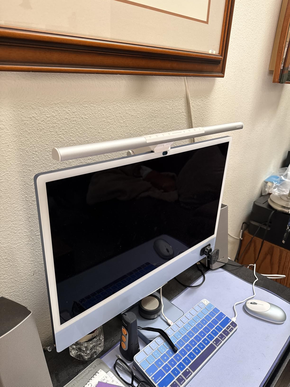 BenQ ScreenBar Pro LED Monitor Light Bar (Black) - Ultrawide Lighting, Motion Sensor, Adjustable Brightness/Color Temperature, Eye-Care USB-C Monitor lamp, No Glare, Curved Monitors, Monitor accessory customer photo 2