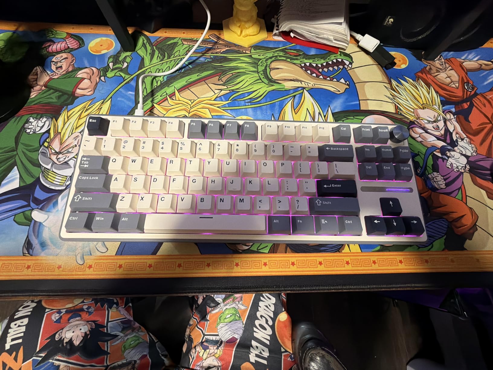 RK ROYAL KLUDGE R87 Pro Wired Mechanical Keyboard TKL with Knob, QMK/VIA | 75% Gaming Keyboard with Detachable Knob, Gasket Hot-Swappable RGB Backlit, 87 Keys Cherry Profile, Linear Creamy Switch, Grey customer photo 1